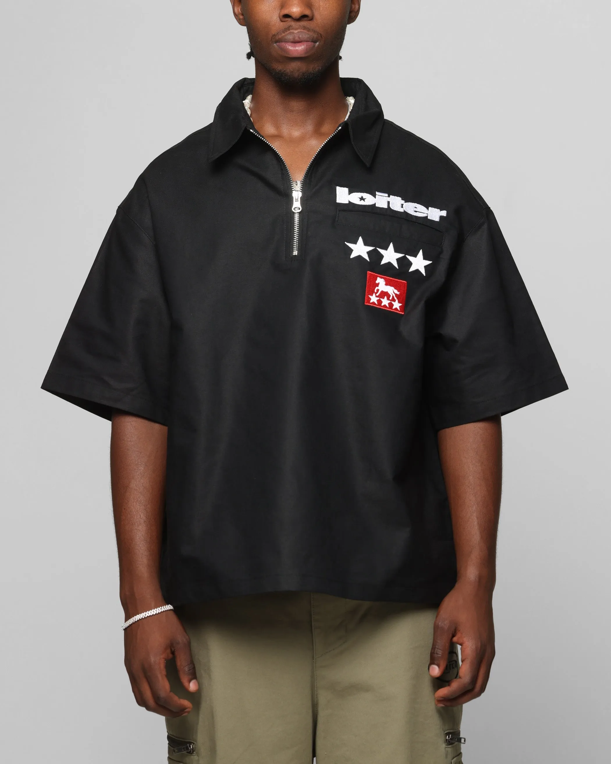 Loiter Rodeo Quarter Zip Up Shirt Black sold by Culture Kings