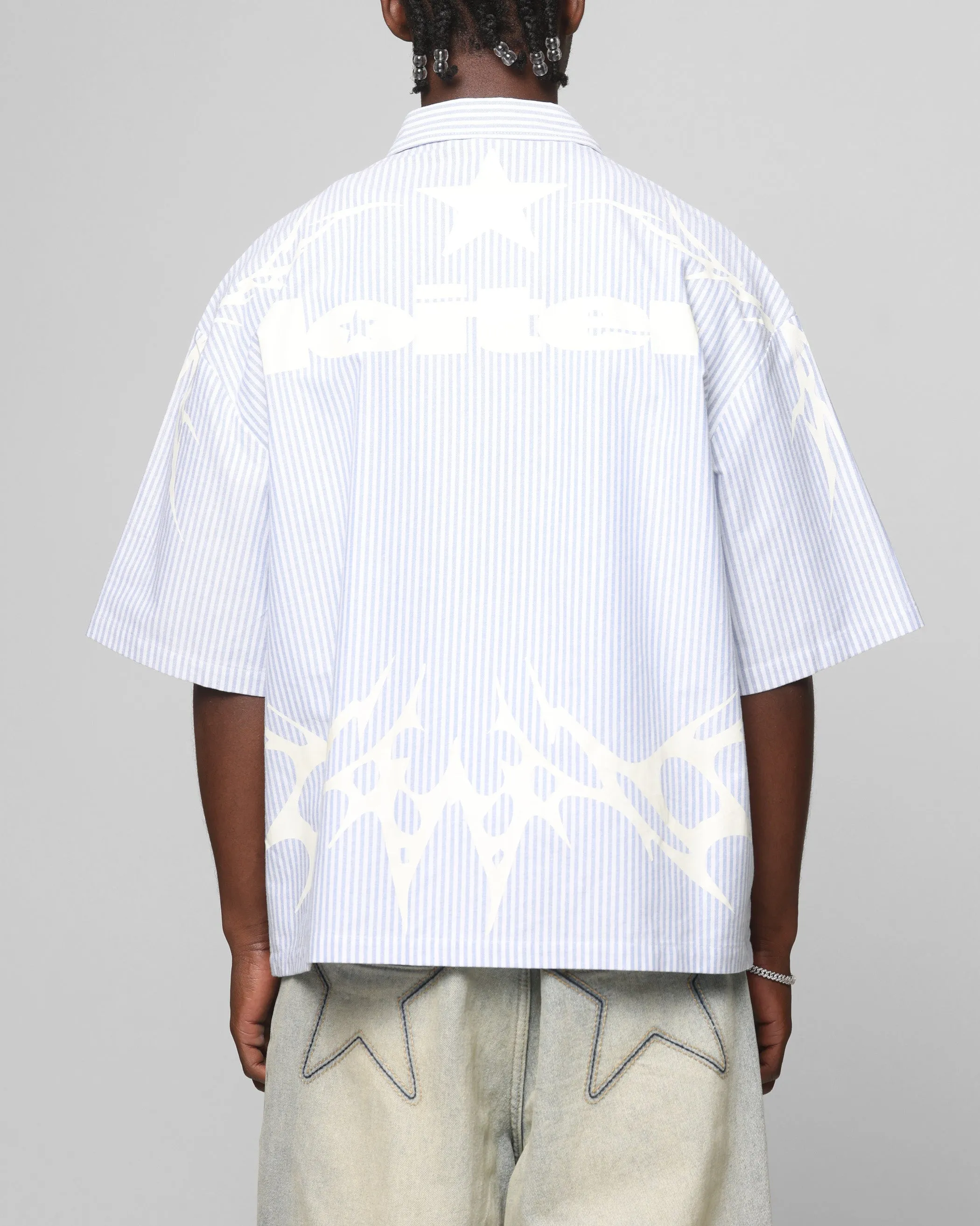 Loiter Cyber Zip Up Short Sleeve Shirt Blue Pin Stripe sold by Culture Kings product image thumbnail 2