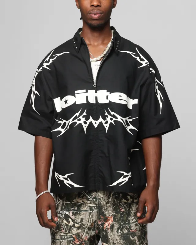 Loiter Cyber Zip Up Short Sleeve Shirt Black sold by Culture Kings