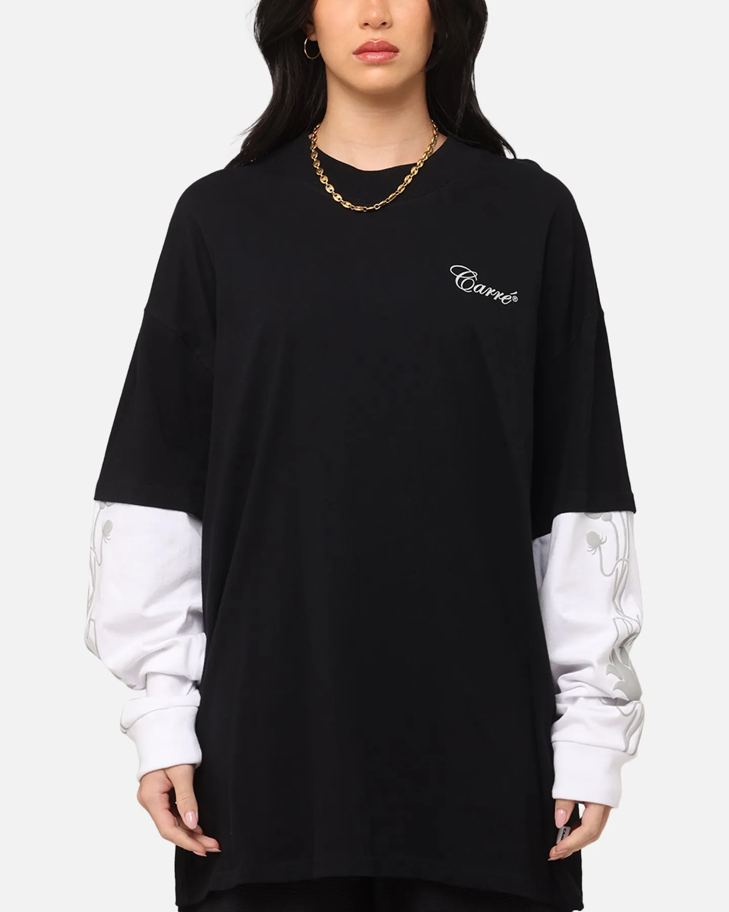 Carre Rosebowl Layered Long Sleeve T-Shirt Black/White sold by Culture Kings