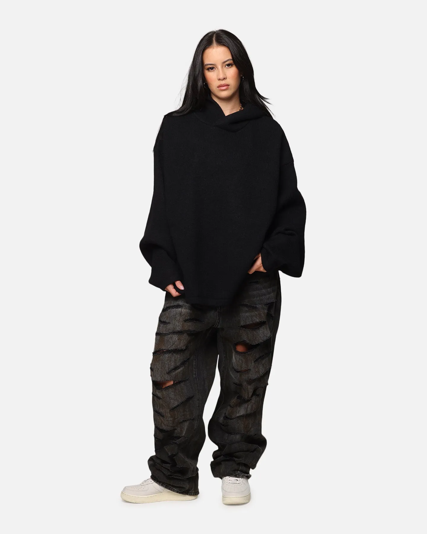 MNML Tonal Grain Knitted Hoodie Black sold by Culture Kings product image thumbnail 2