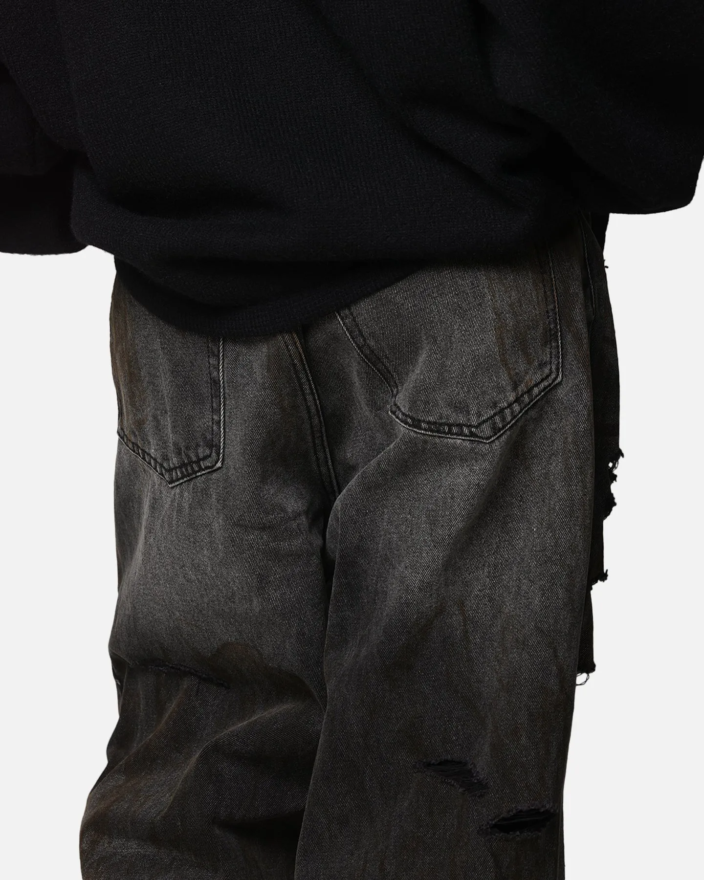 MNML Ultra Baggy Thrashed Denim Jeans Black sold by Culture Kings product image thumbnail 4