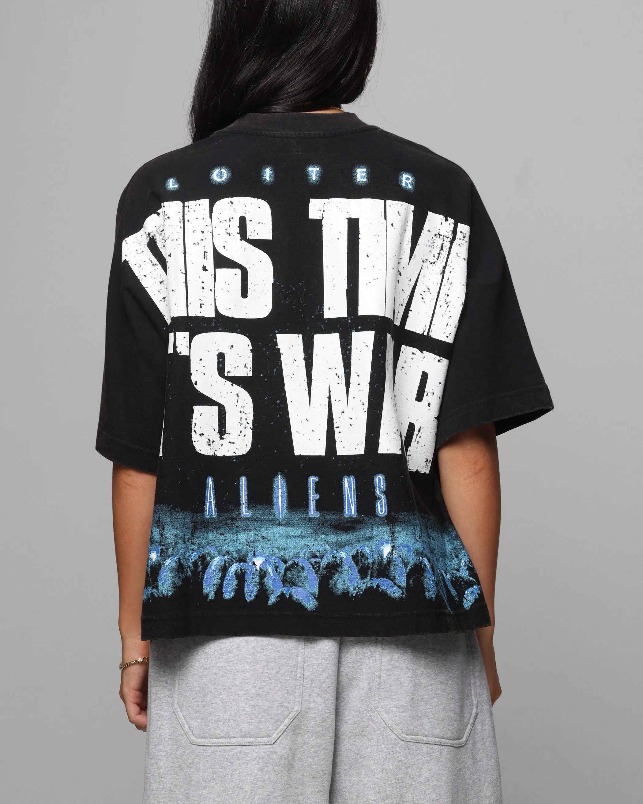 Loiter Alien It's War Boxy T-Shirt Washed Black sold by Culture Kings product image thumbnail 2