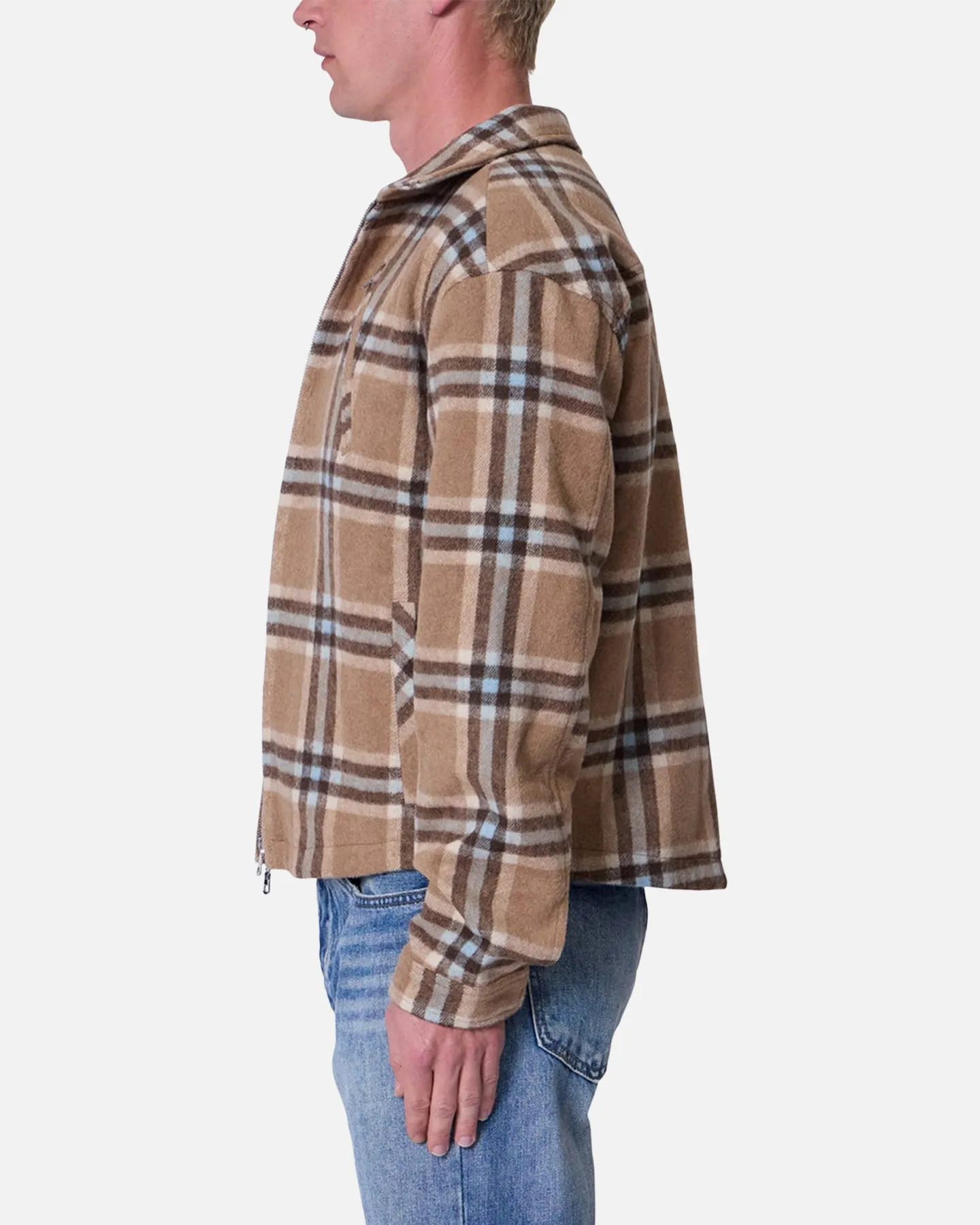 MNML Plaid Flannel Front Zip Jacket Brown/Cream sold by Culture Kings product image thumbnail 3