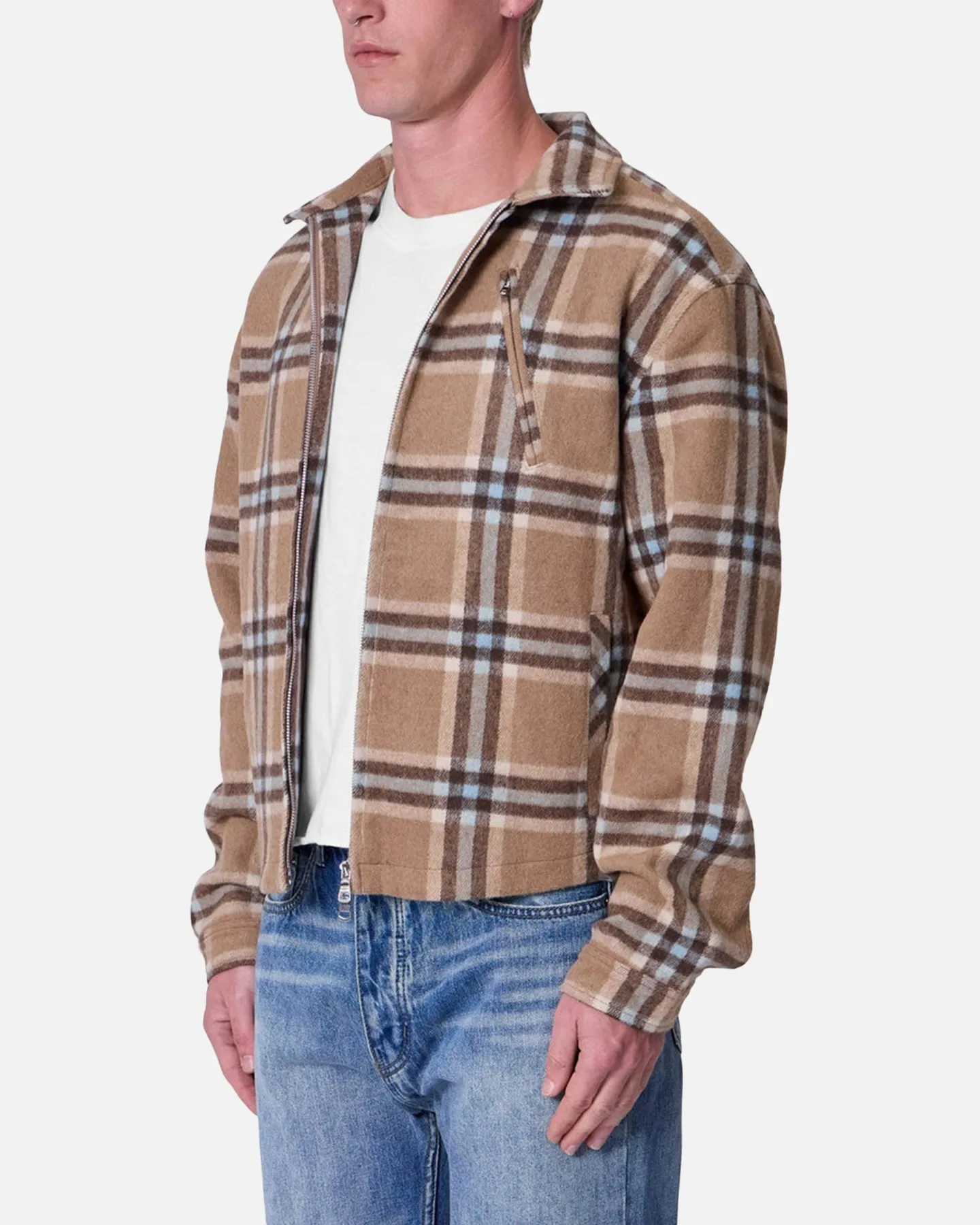 MNML Plaid Flannel Front Zip Jacket Brown/Cream sold by Culture Kings product image thumbnail 2