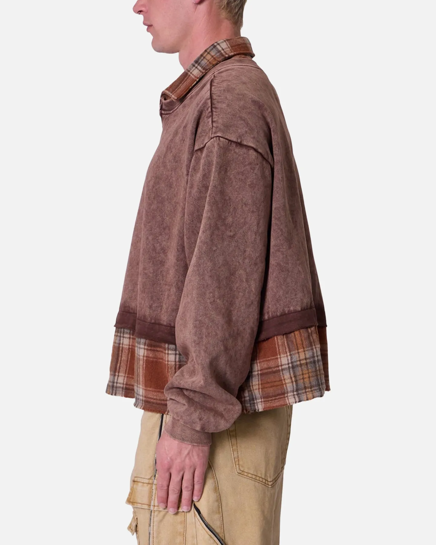 MNML Flannel Crew Pullover Sweater Brown sold by Culture Kings product image thumbnail 3