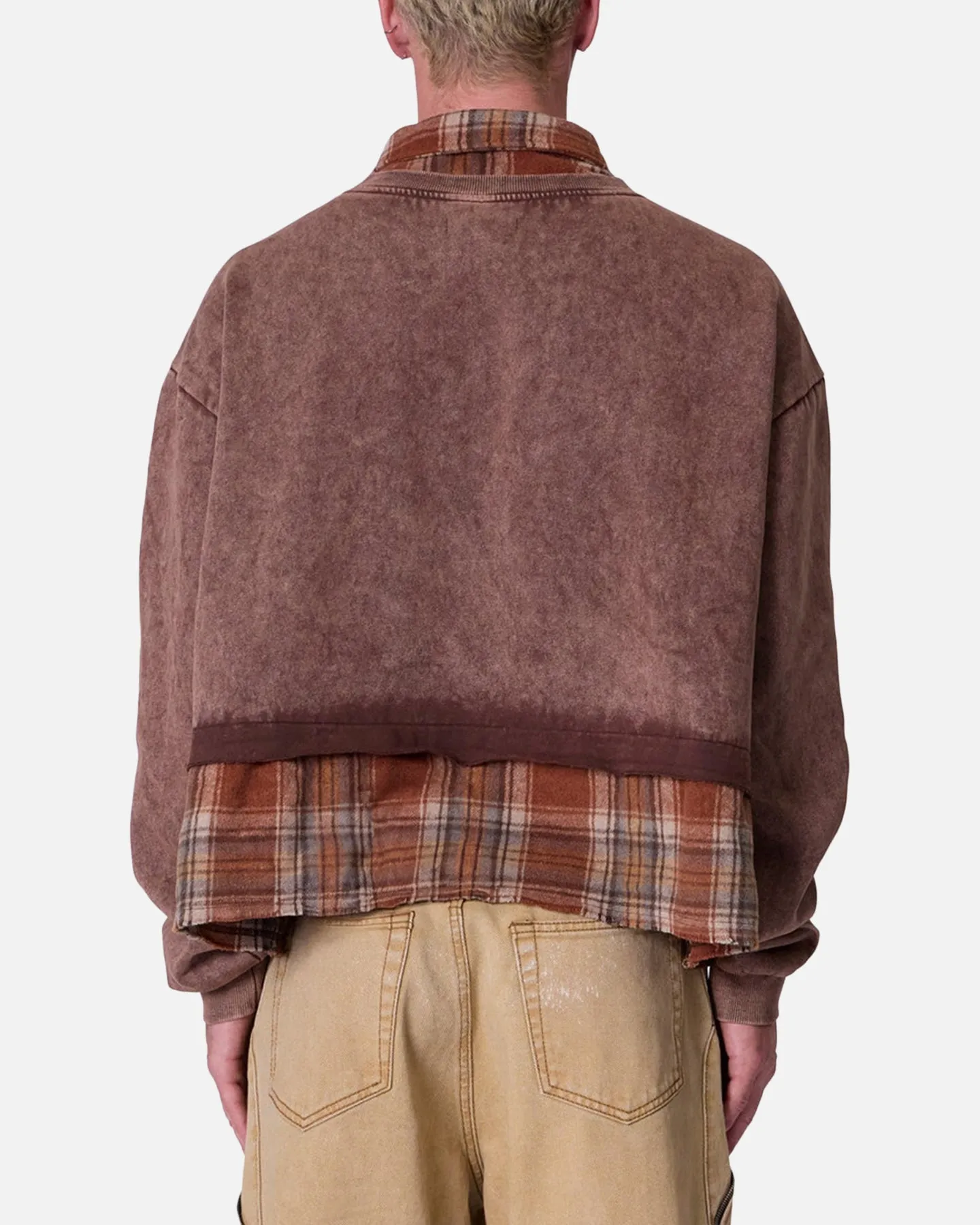 MNML Flannel Crew Pullover Sweater Brown sold by Culture Kings product image thumbnail 4
