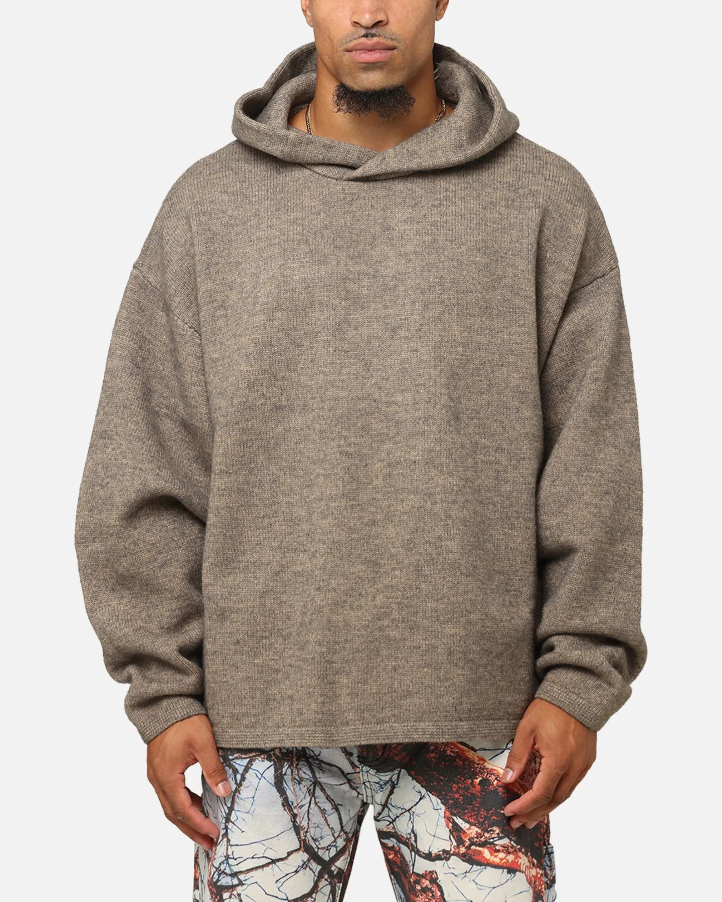 MNML Tonal Grain Knitted Hoodie Brown sold by Culture Kings
