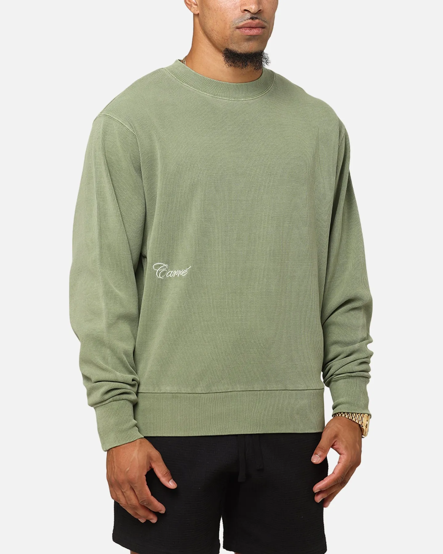 Carre Avenue Ribbed Crewneck Olive sold by Culture Kings