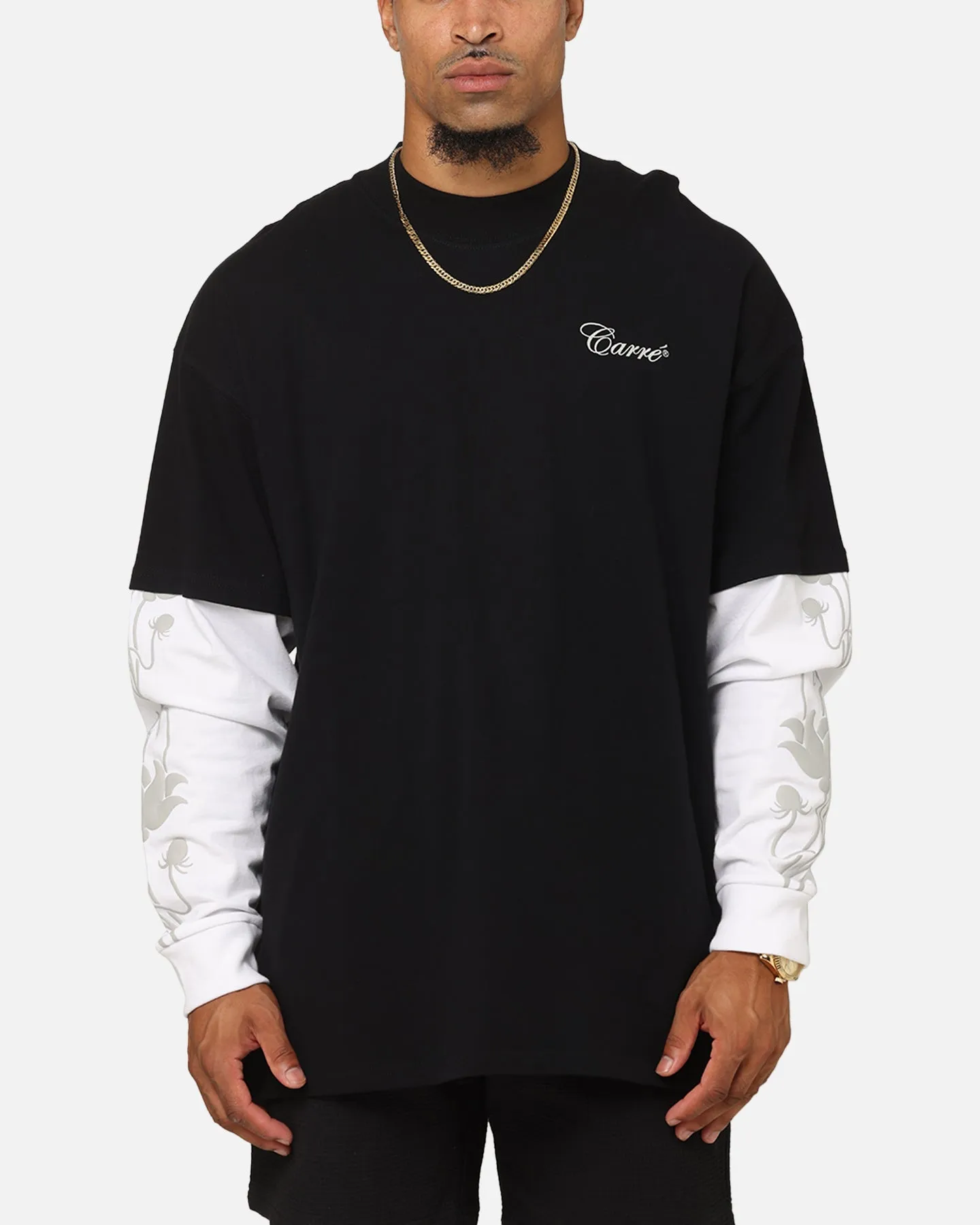 Carre Rosebowl Layered Long Sleeve T-Shirt Black/White sold by Culture Kings