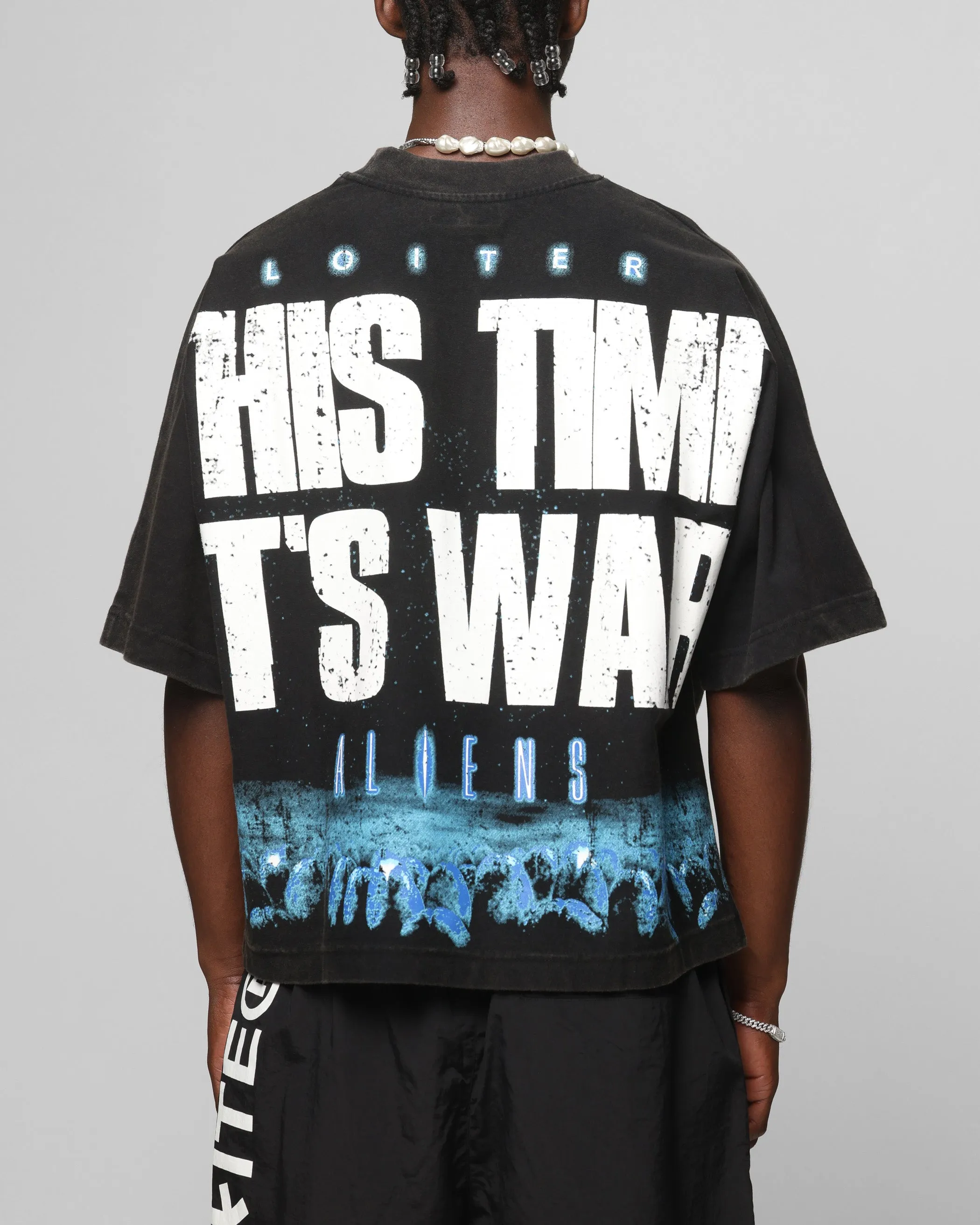 Loiter Alien It's War Boxy T-Shirt Washed Black sold by Culture Kings product image thumbnail 2