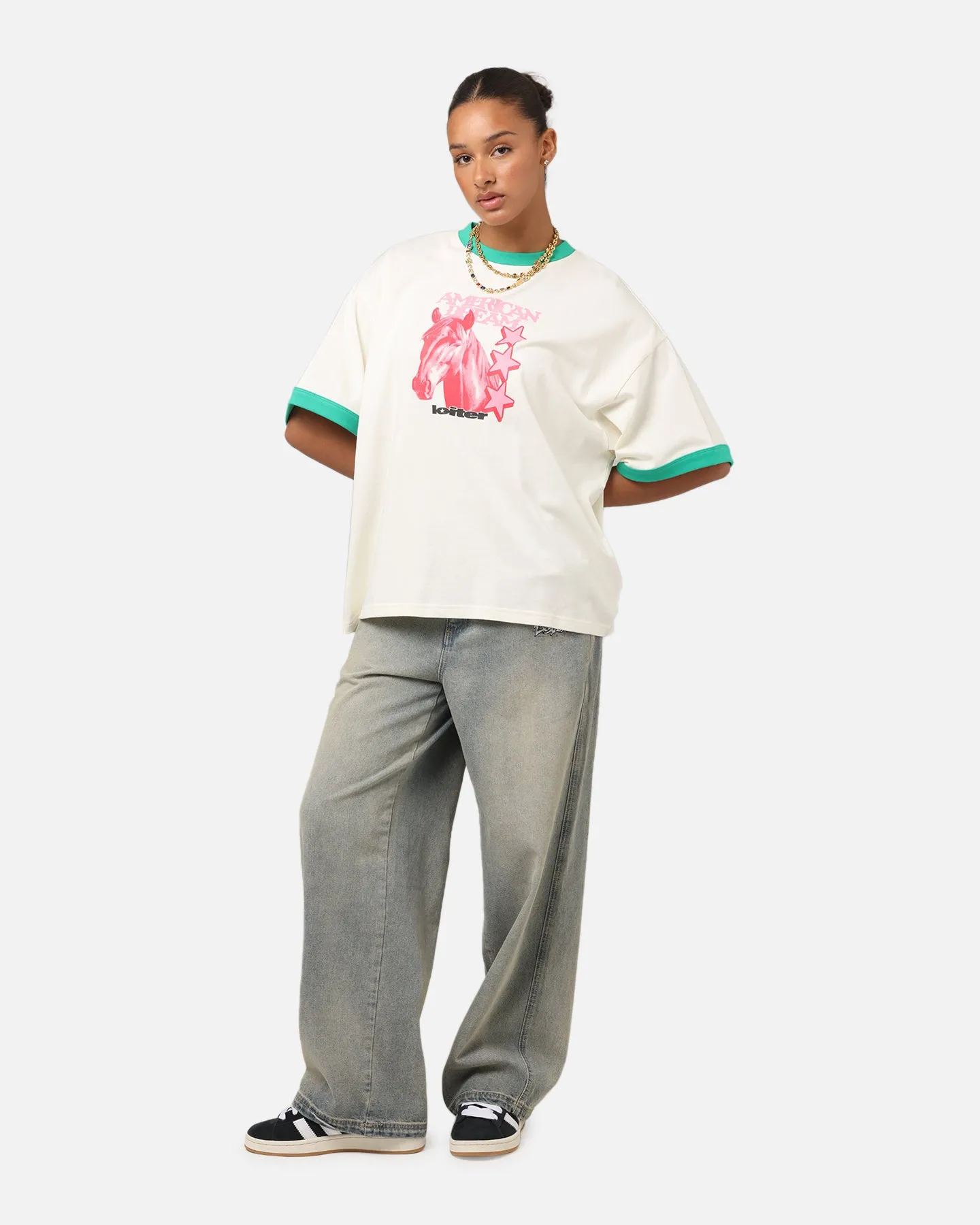 Loiter Western Front Ringer T-Shirt White/Green sold by Culture Kings product image thumbnail 3