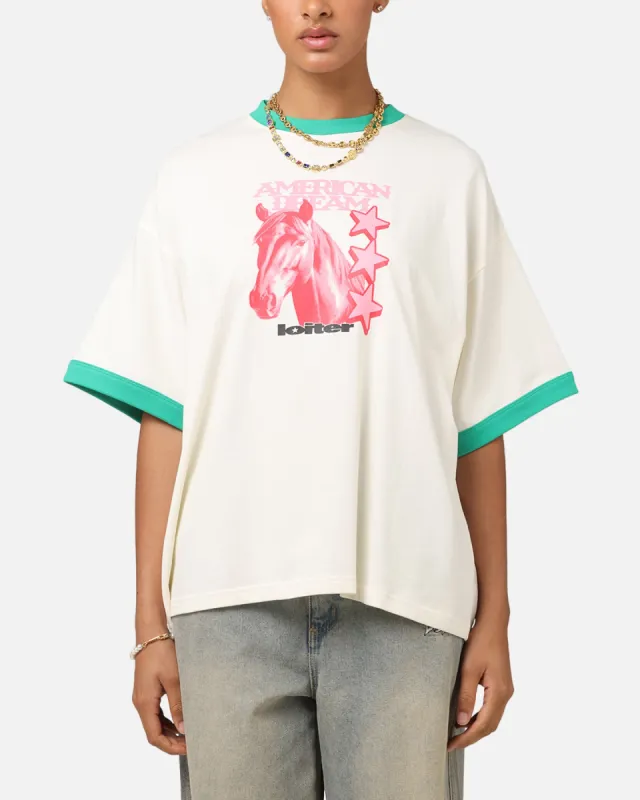 Loiter Western Front Ringer T-Shirt White/Green sold by Culture Kings