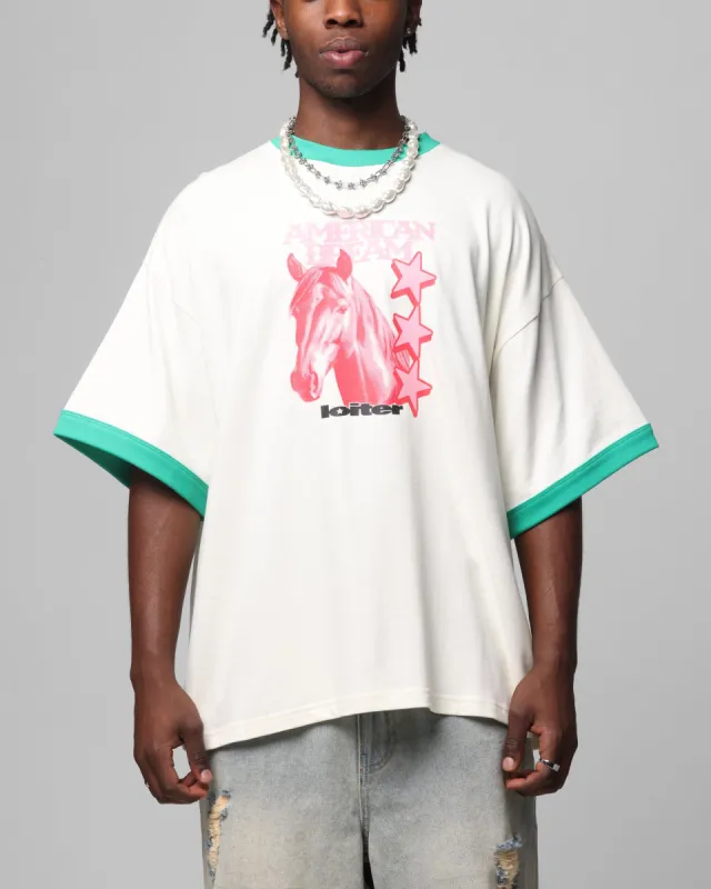 Loiter Western Front Ringer T-Shirt White/Green made by Culture Kings