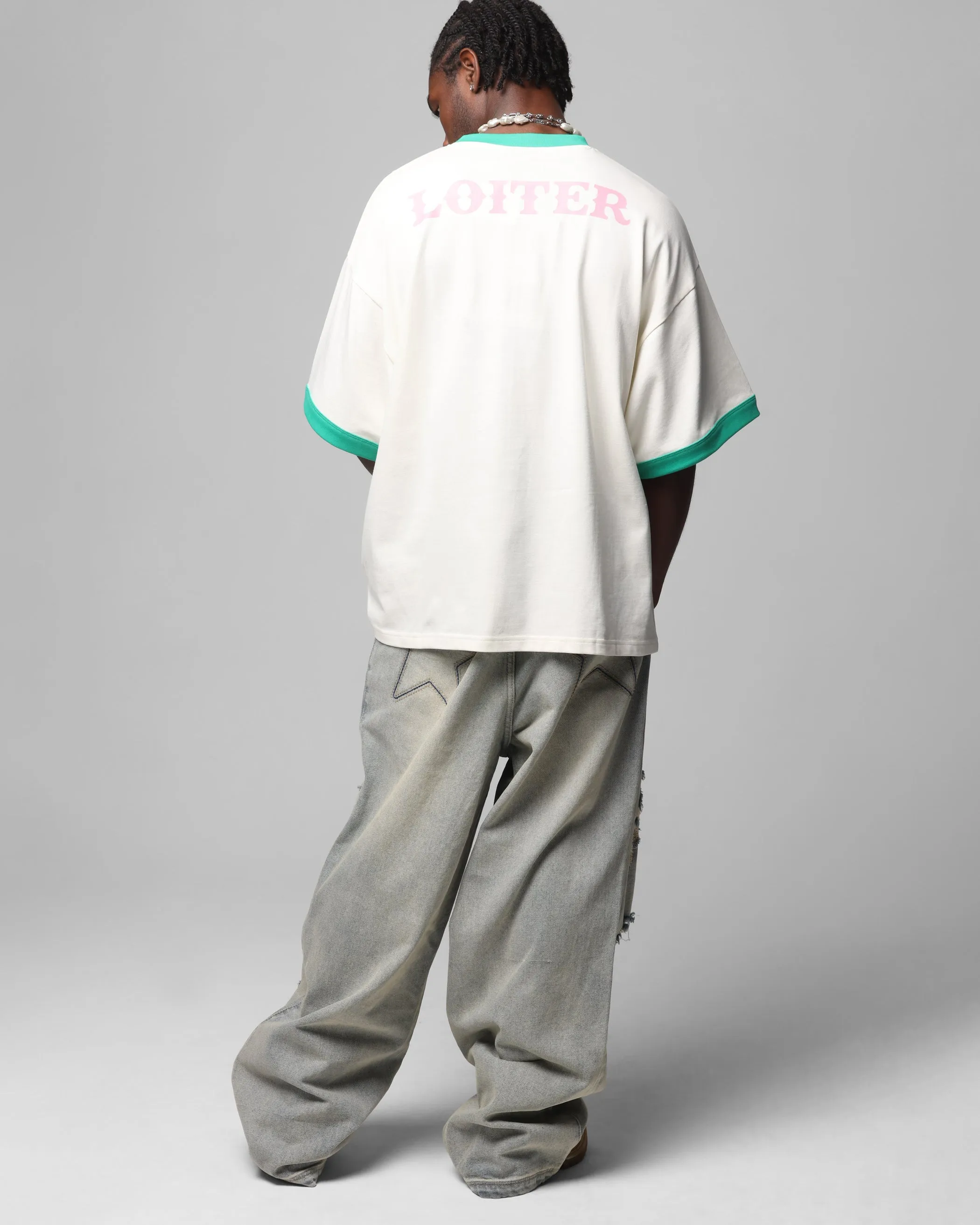 Loiter Western Front Ringer T-Shirt White/Green sold by Culture Kings product image thumbnail 4