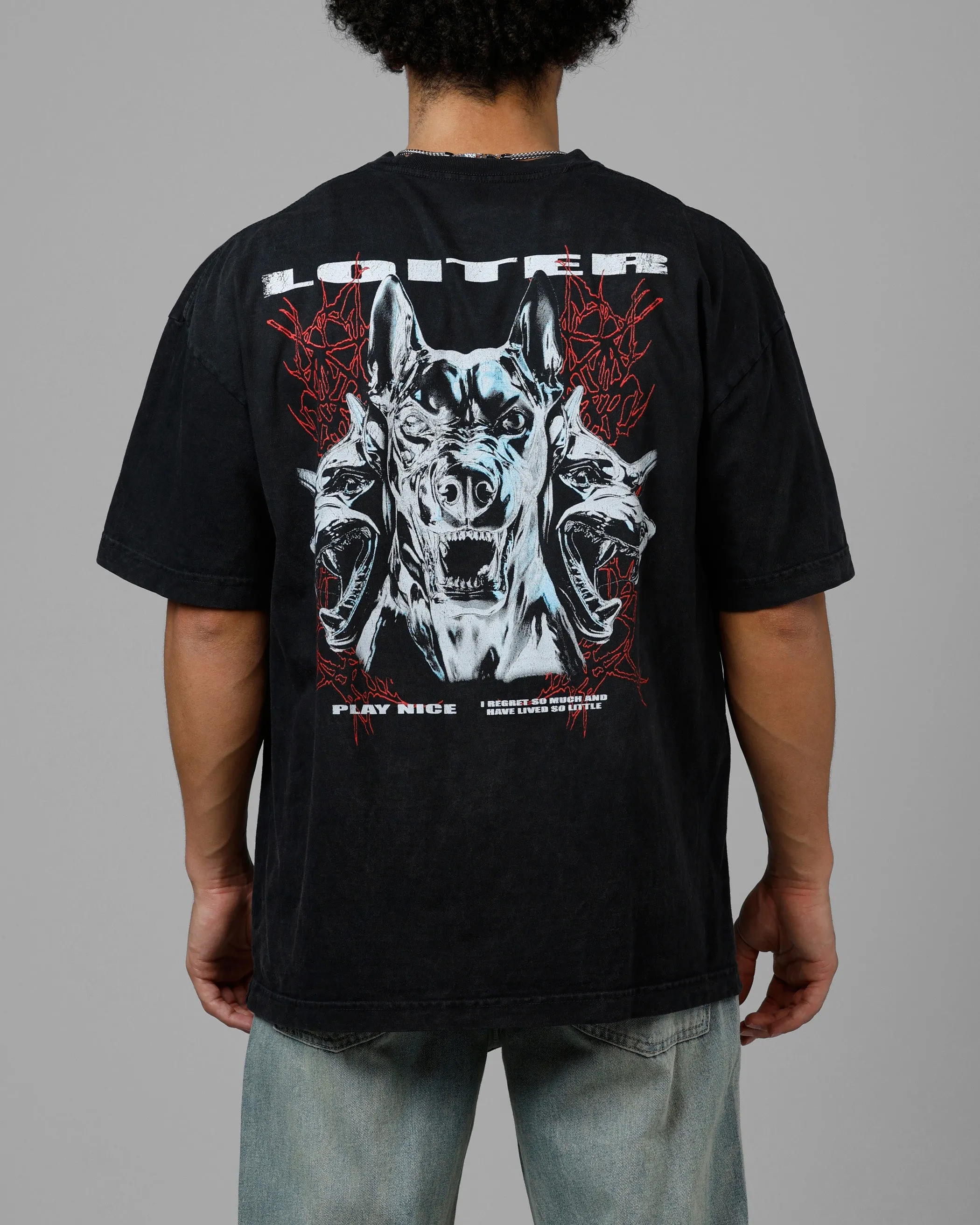 Loiter Chrome Dogs Vintage T-Shirt Black Wash sold by Culture Kings