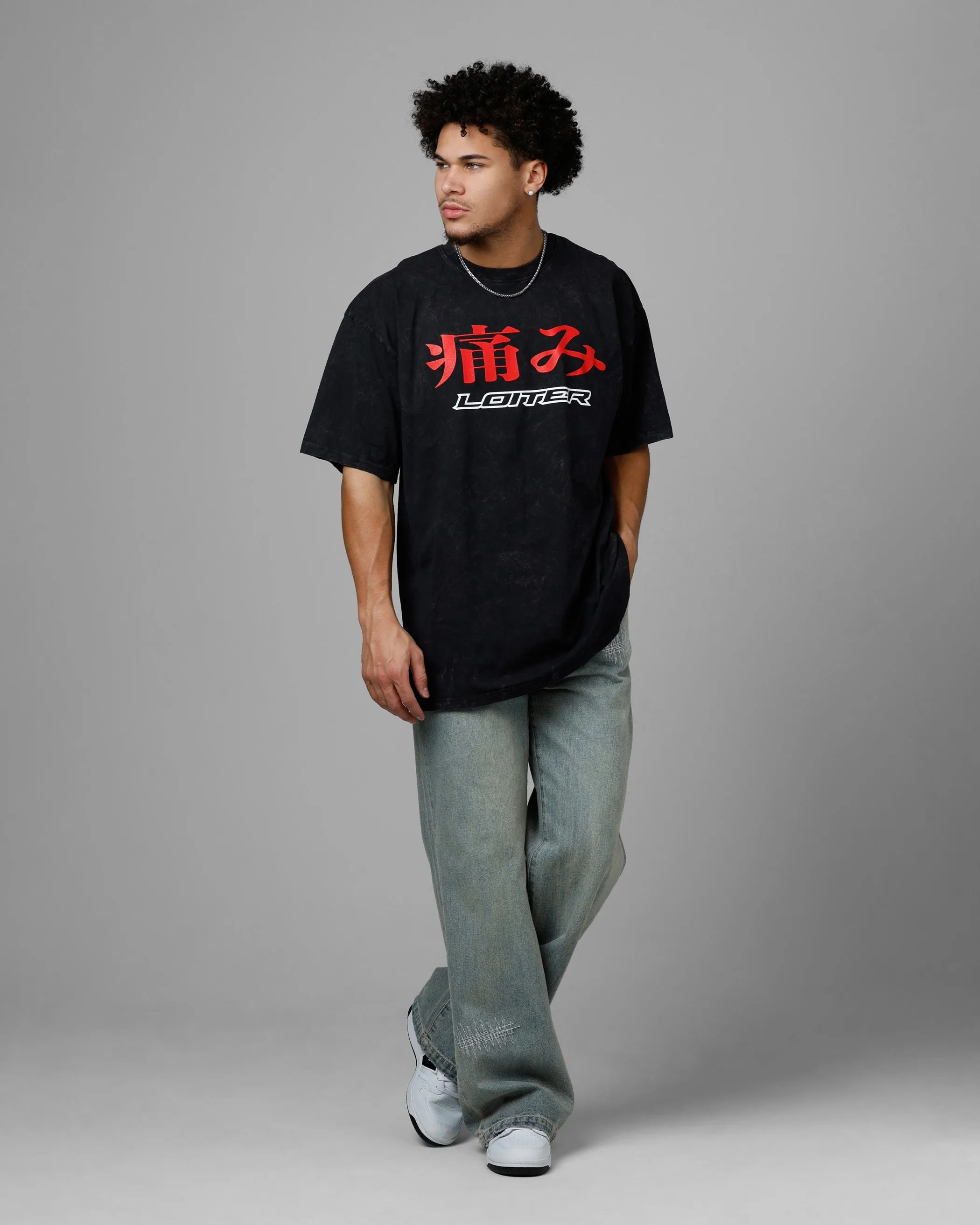 Loiter Pain Vintage T-Shirt Black Acidwash sold by Culture Kings product image thumbnail 3