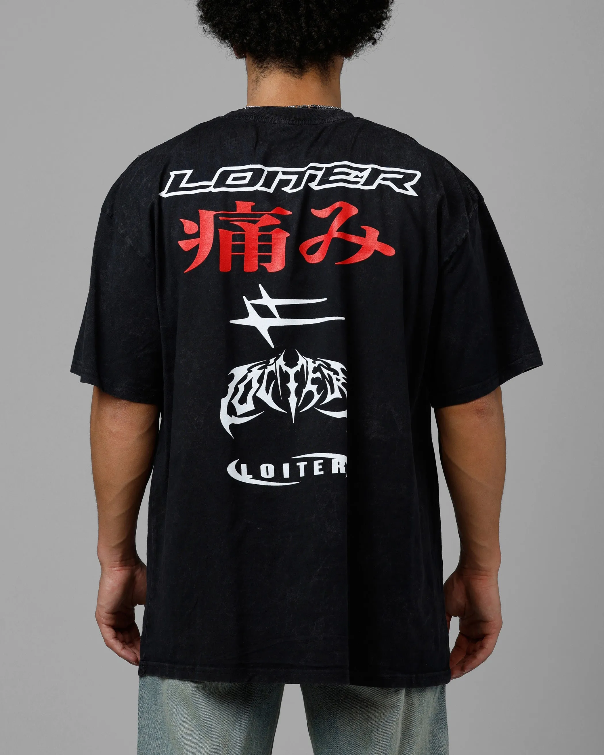 Loiter Pain Vintage T-Shirt Black Acidwash sold by Culture Kings