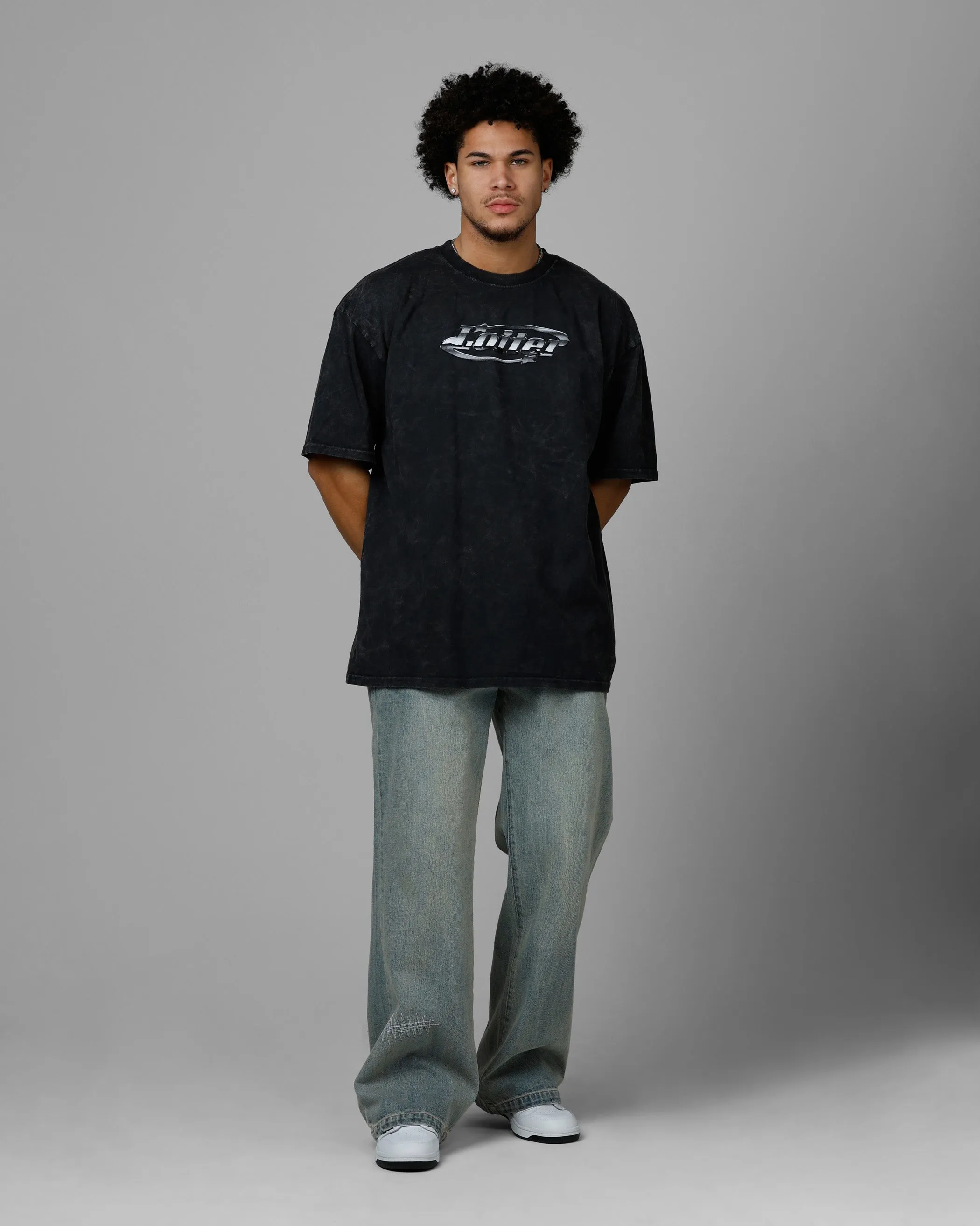 Loiter Chrome Logo T-Shirt Black Acidwash sold by Culture Kings product image thumbnail 3