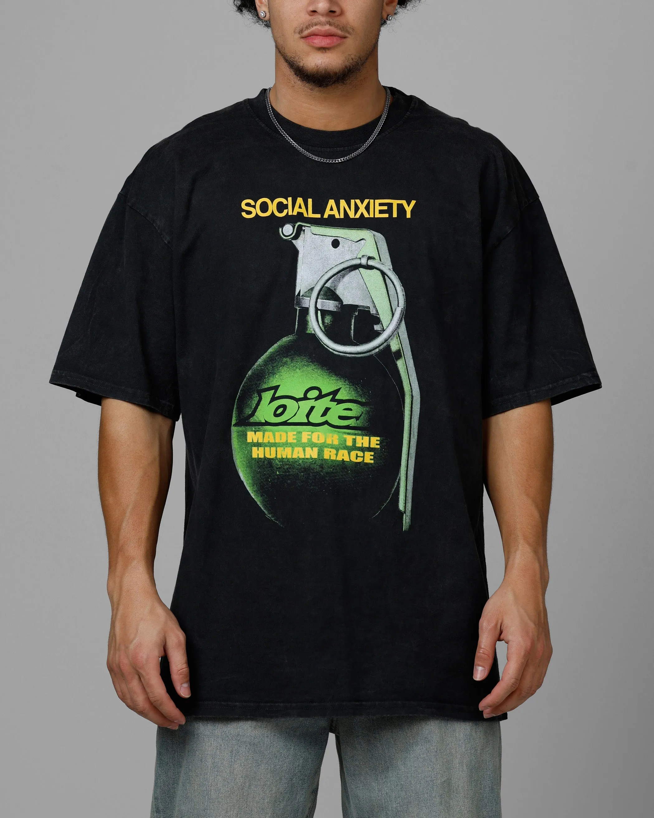 Loiter Live Laugh Love Drop T-Shirt Black Acidwash sold by Culture Kings