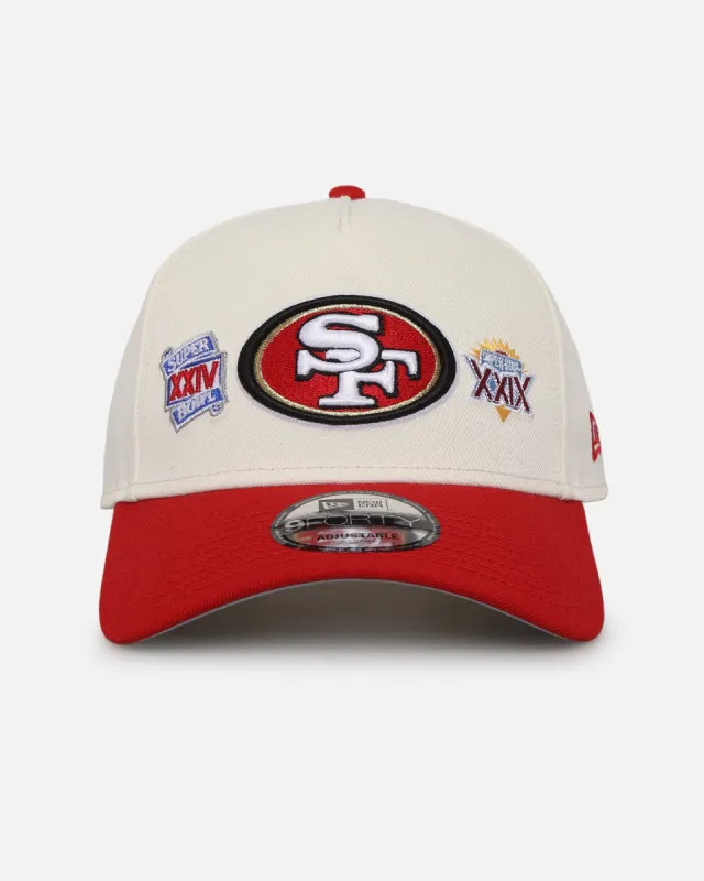 New Era San Francisco 49ers 'Super Bowl Logos' 9FORTY A-Frame Snapback Chrome sold by Culture Kings