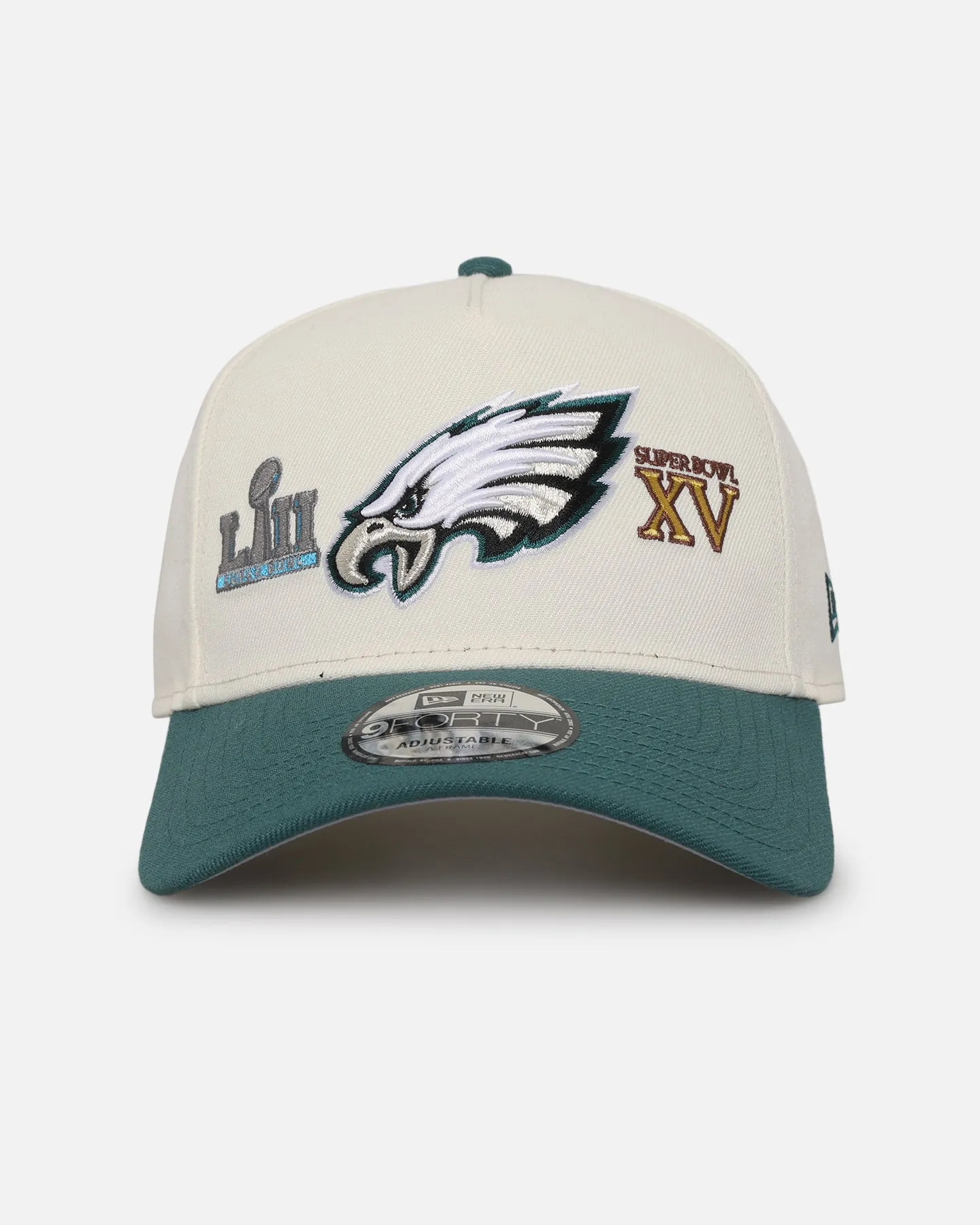 New Era Philadelphia Eagles 'Super Bowl Logos' 9FORTY A-Frame Snapback Chrome sold by Culture Kings