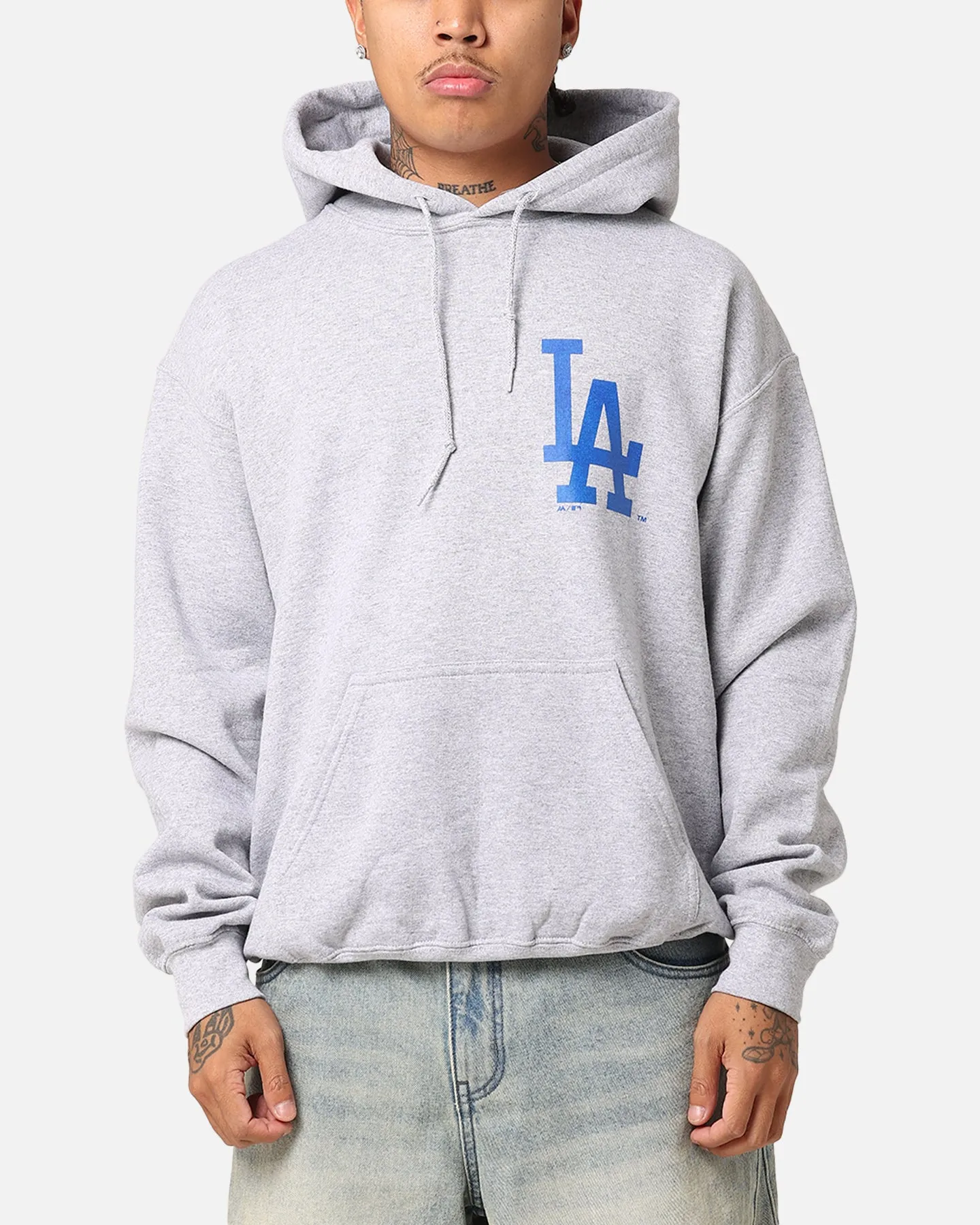 Majestic Athletic Los Angeles Dodgers Wordmark Arch Hoodie Grey sold by Culture Kings product image thumbnail 2