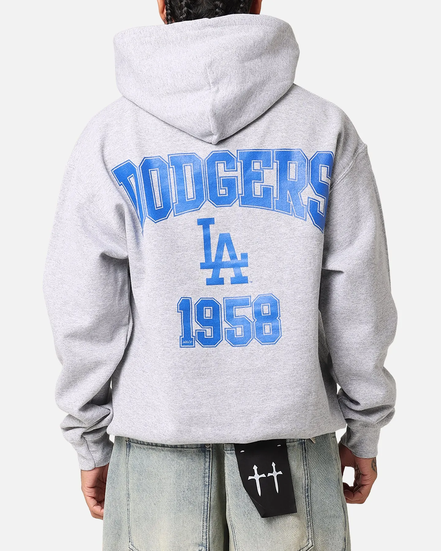 Majestic Athletic Los Angeles Dodgers Wordmark Arch Hoodie Grey sold by Culture Kings