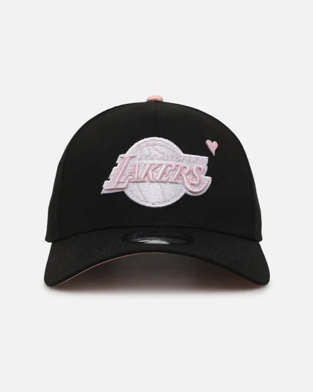 New Era Los Angeles Lakers 'Pink Satin Hearts 2.0' 9FORTY A-Frame Snapback Black/Pink sold by Culture Kings