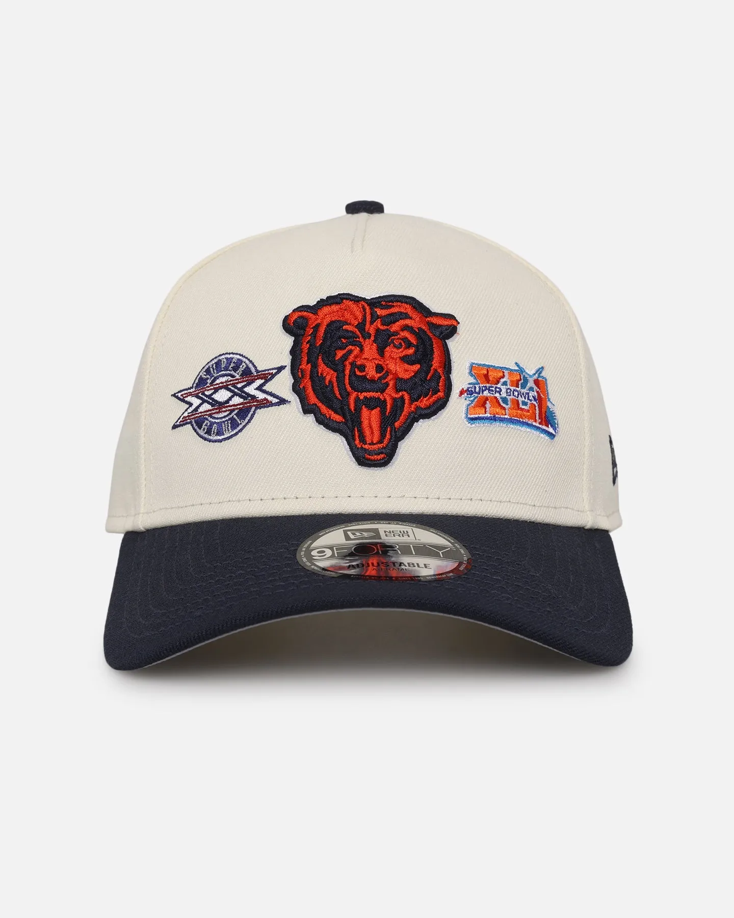 New Era Chicago Bears 'Super Bowl Logos' 9FORTY A-Frame Snapback Chrome sold by Culture Kings