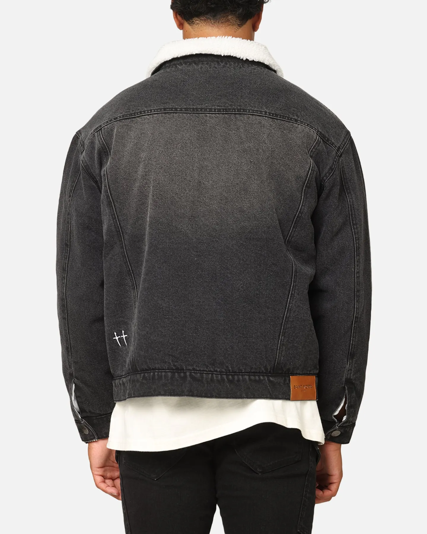 Saint Morta Sherpa Boxy Denim Jacket Black Shadow sold by Culture Kings product image thumbnail 3