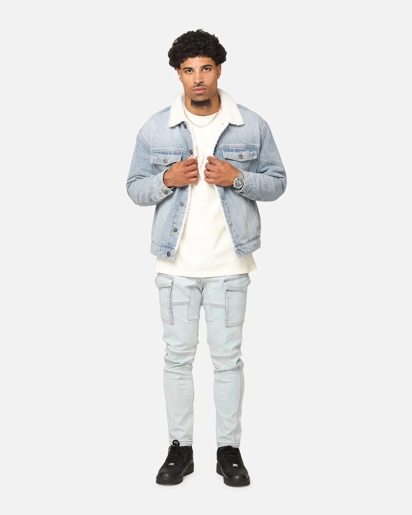 Saint Morta Sherpa Boxy Denim Jacket Superwash Blue sold by Culture Kings product image thumbnail 2
