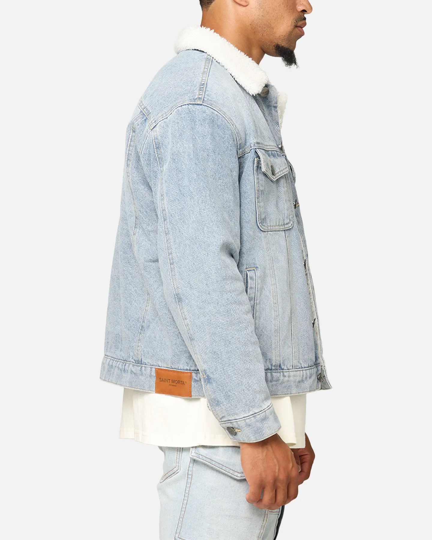 Saint Morta Sherpa Boxy Denim Jacket Superwash Blue sold by Culture Kings product image thumbnail 4