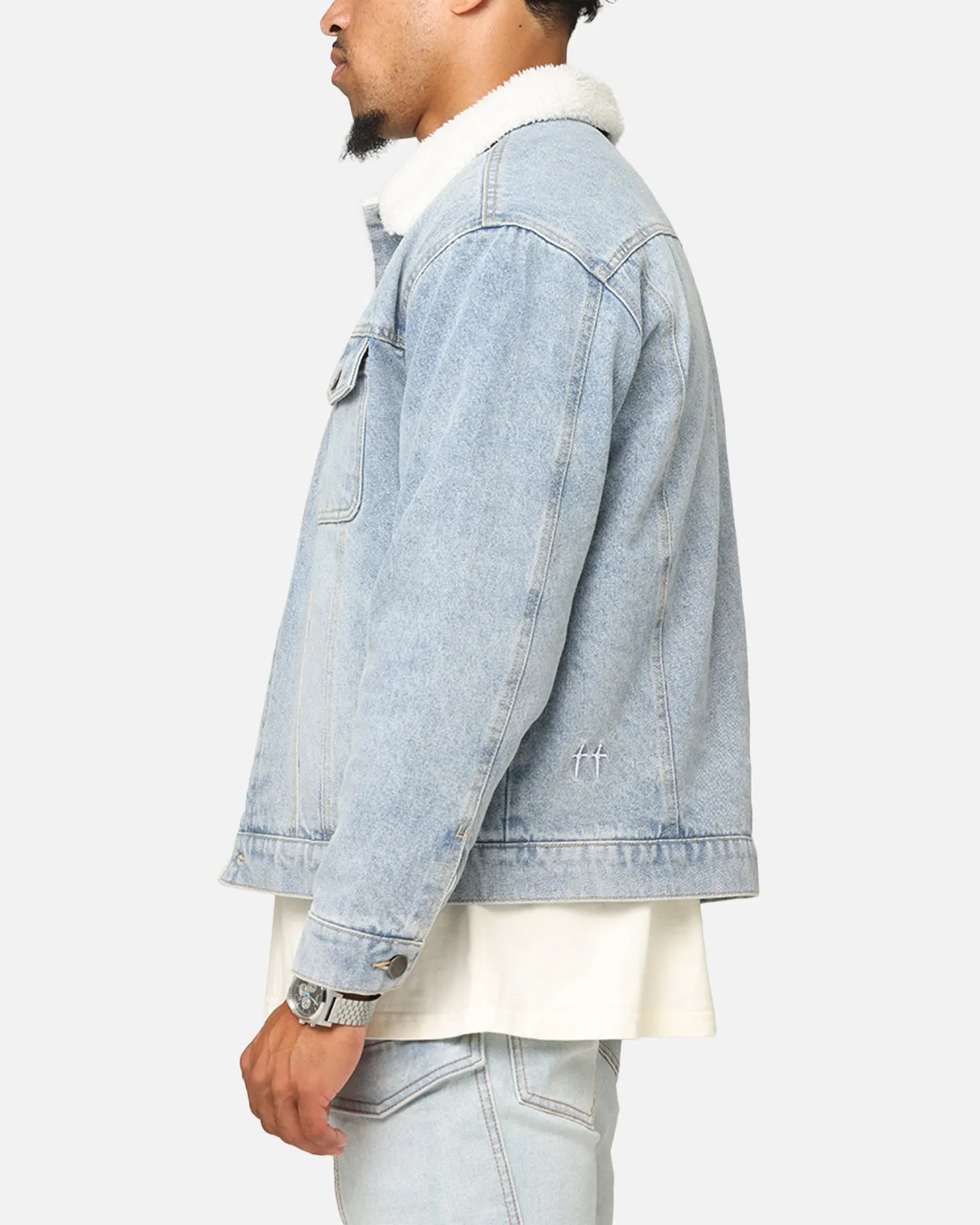 Saint Morta Sherpa Boxy Denim Jacket Superwash Blue sold by Culture Kings product image thumbnail 5