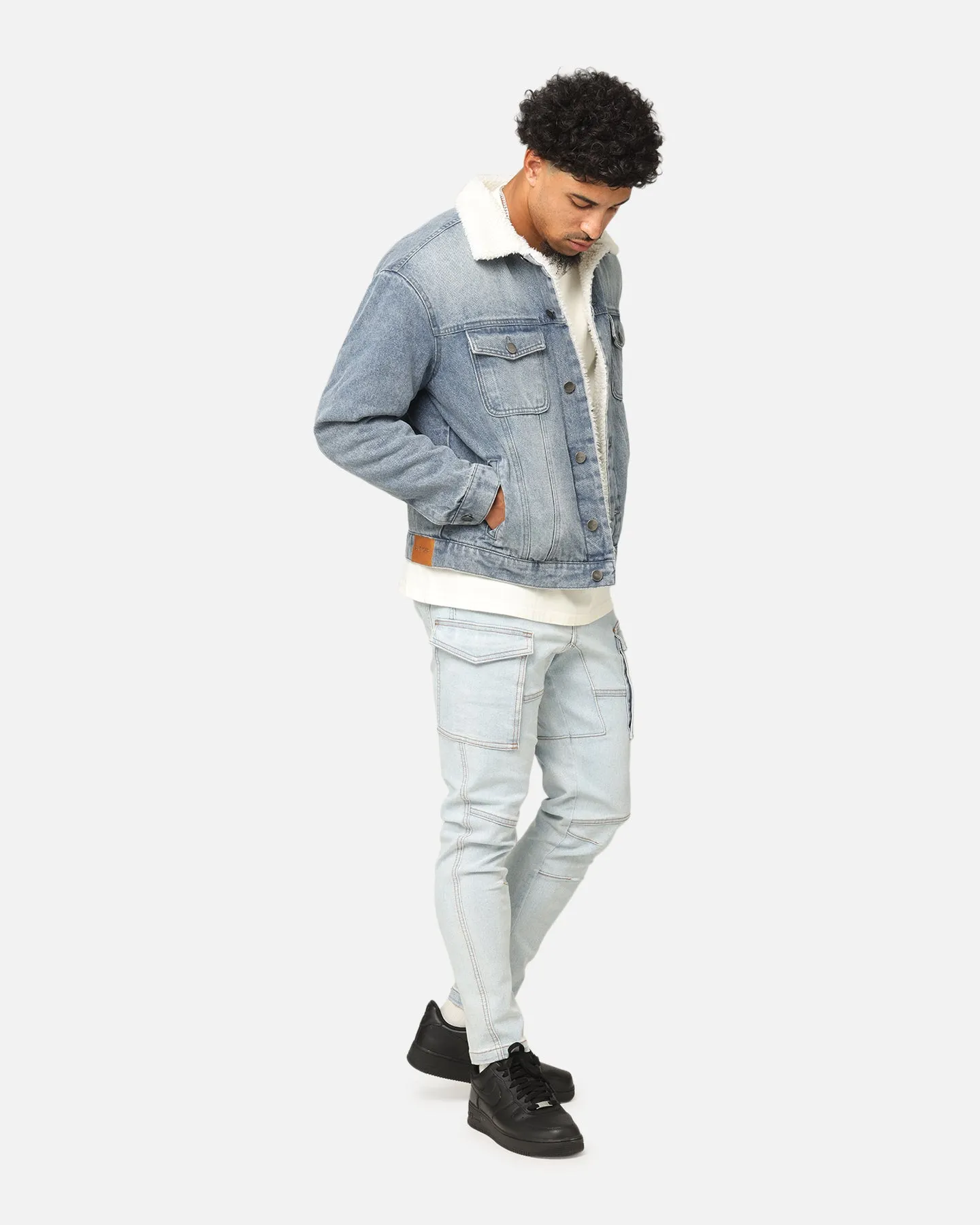 Saint Morta Sherpa Boxy Denim Jacket Dirty Denim sold by Culture Kings product image thumbnail 2