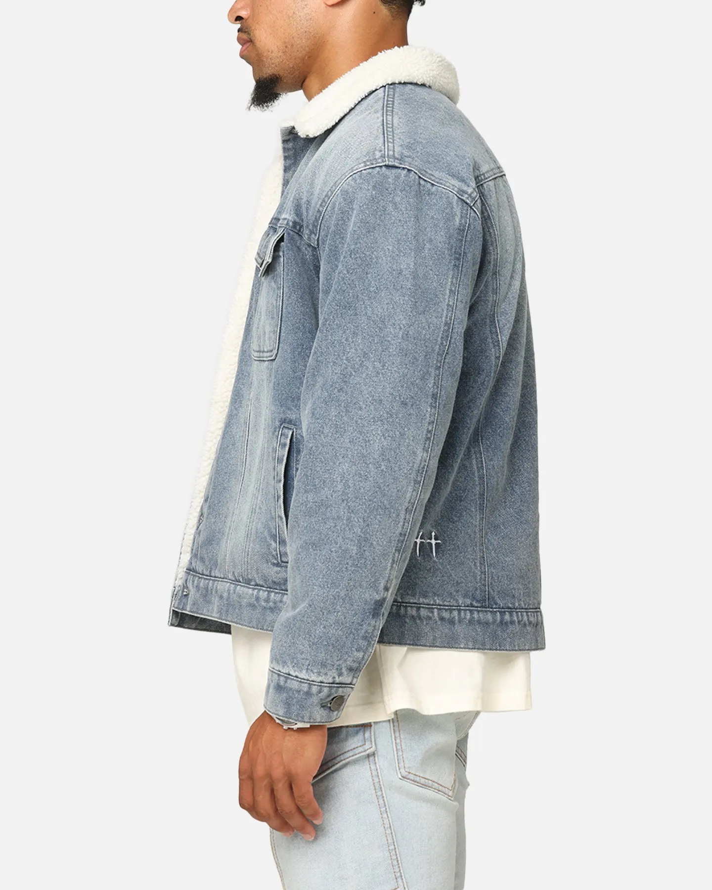 Saint Morta Sherpa Boxy Denim Jacket Dirty Denim sold by Culture Kings product image thumbnail 5