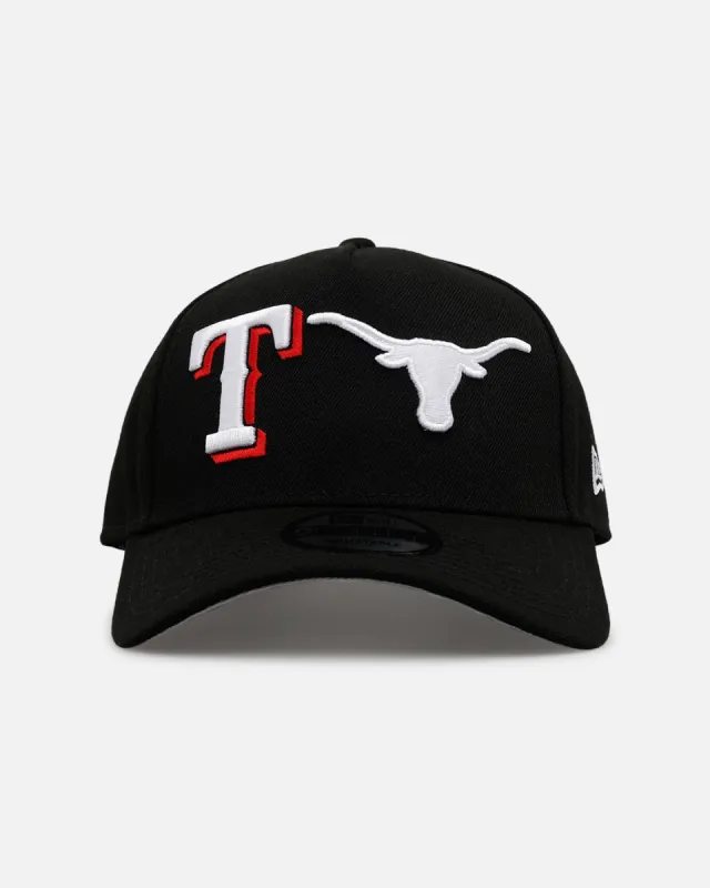 New Era Texas Rangers 'MLB & NCAA Dual Logo' 9FORTY A-Frame Snapback Black sold by Culture Kings