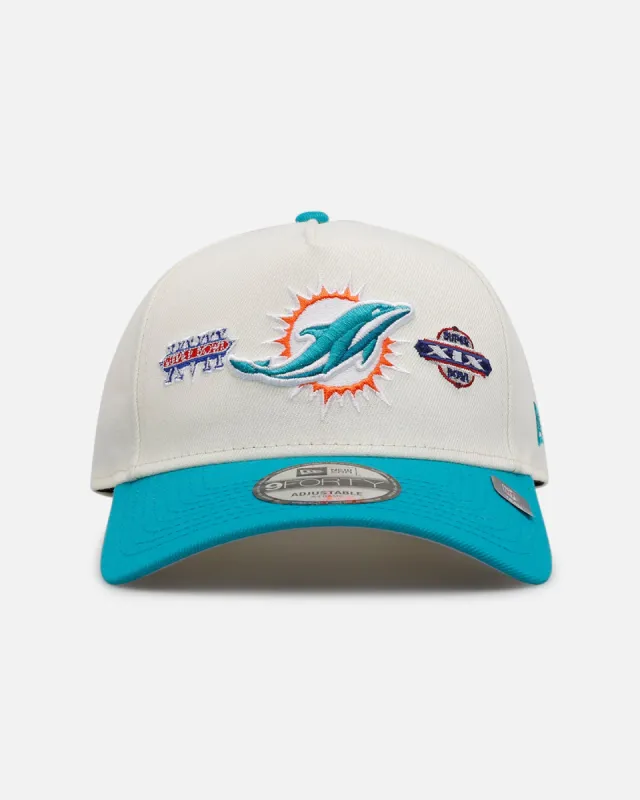 New Era Miami Dolphins 'Super Bowl Logos' 9FORTY A-Frame Snapback Chrome sold by Culture Kings