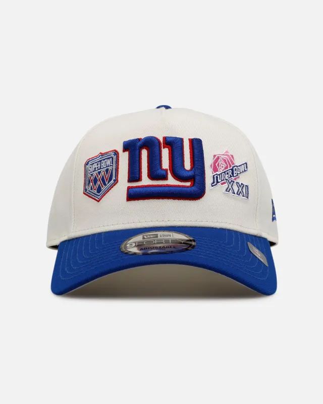 New Era New York Giants 'Super Bowl Logos' 9FORTY A-Frame Snapback Chrome sold by Culture Kings
