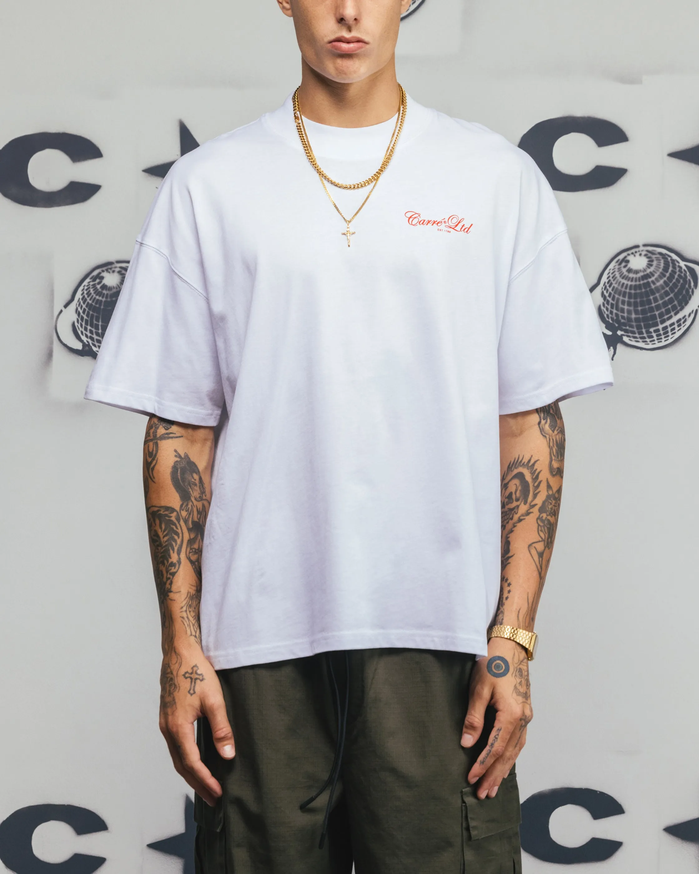 Carre Side Script Oversized T-Shirt White/Red sold by Culture Kings product image thumbnail 2