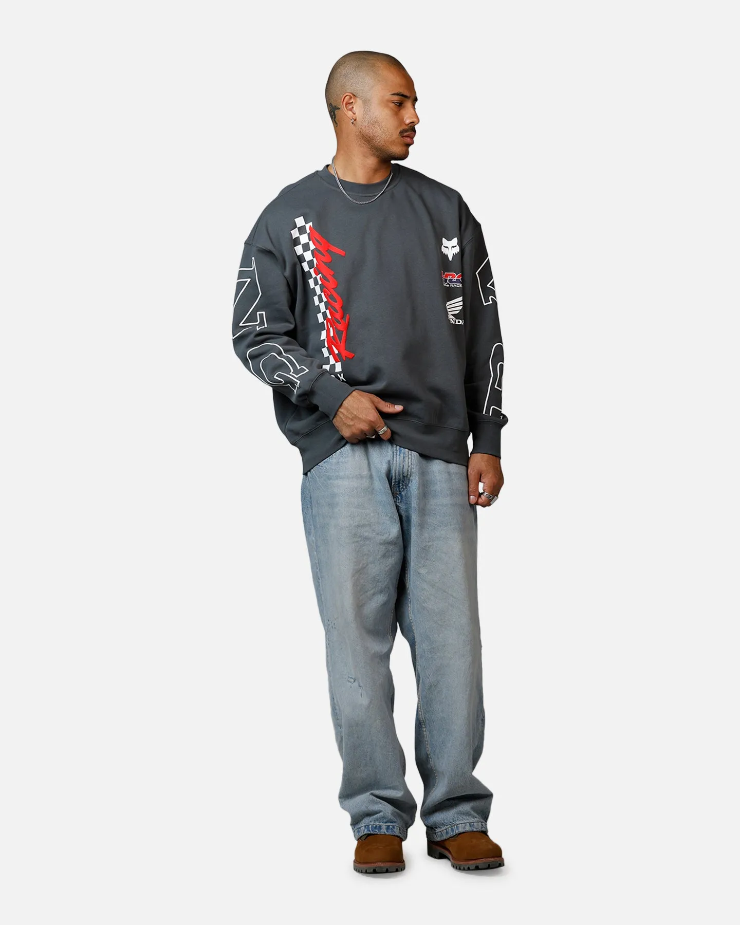 Fox Racing Honda Oversized Fleece Crewneck Dark Grey sold by Culture Kings product image thumbnail 3