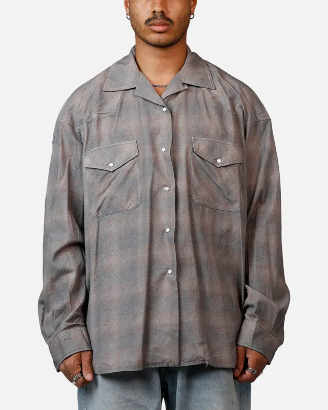 MNML Faded Print Flannel Shirt Grey sold by Culture Kings