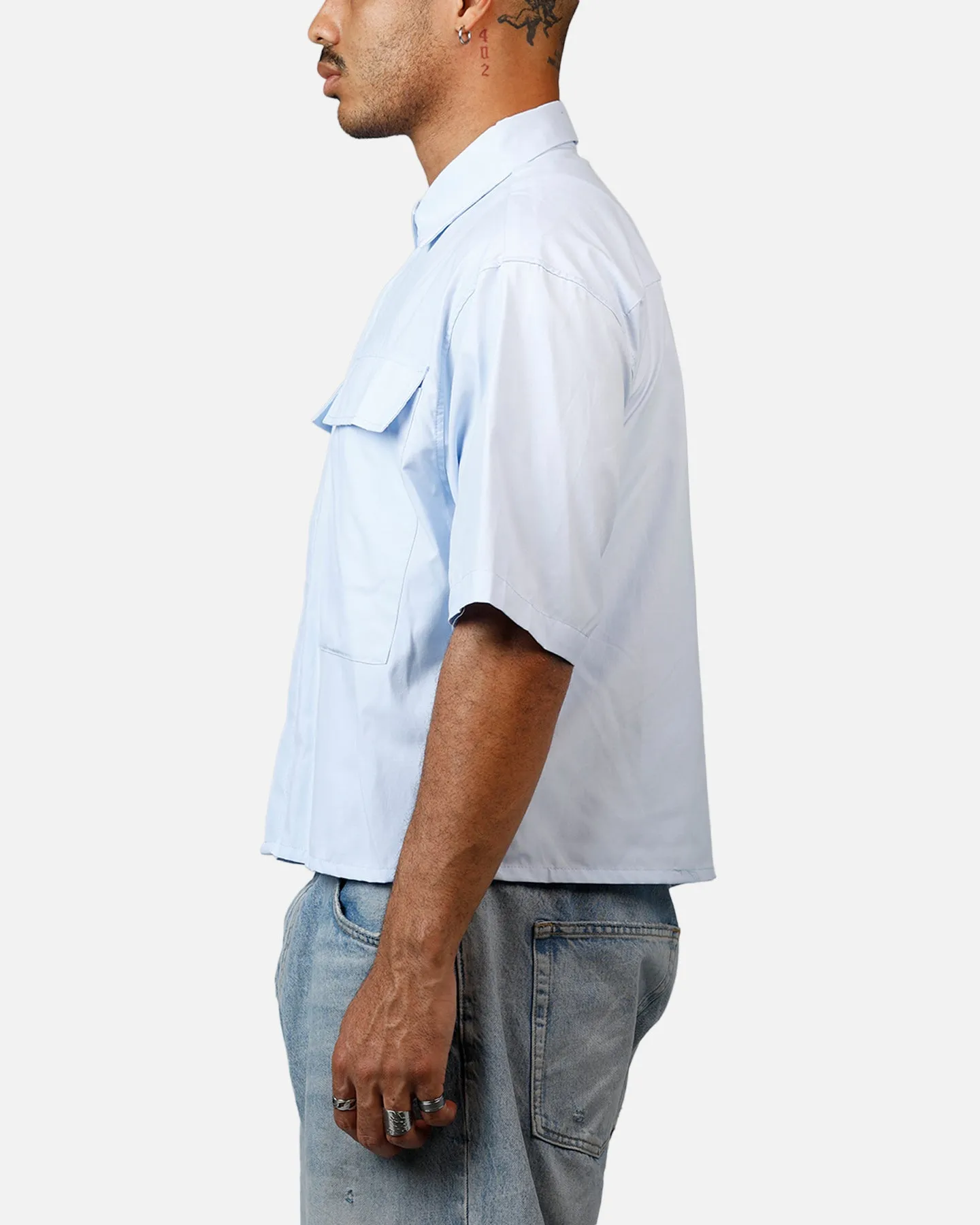 MNML Cropped Short Sleeve Shirt Light Blue sold by Culture Kings product image thumbnail 5