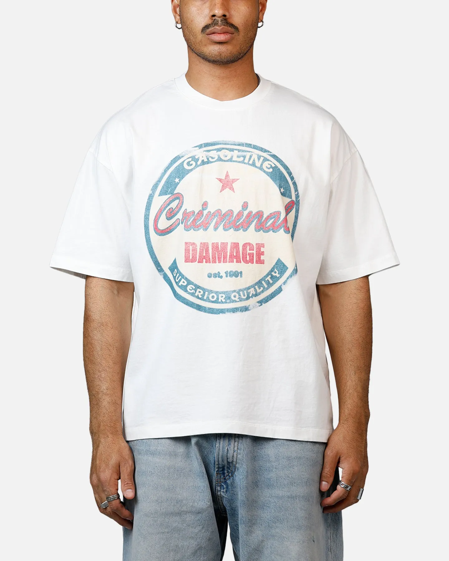 Criminal Damage Gasoline T-Shirt Off White sold by Culture Kings