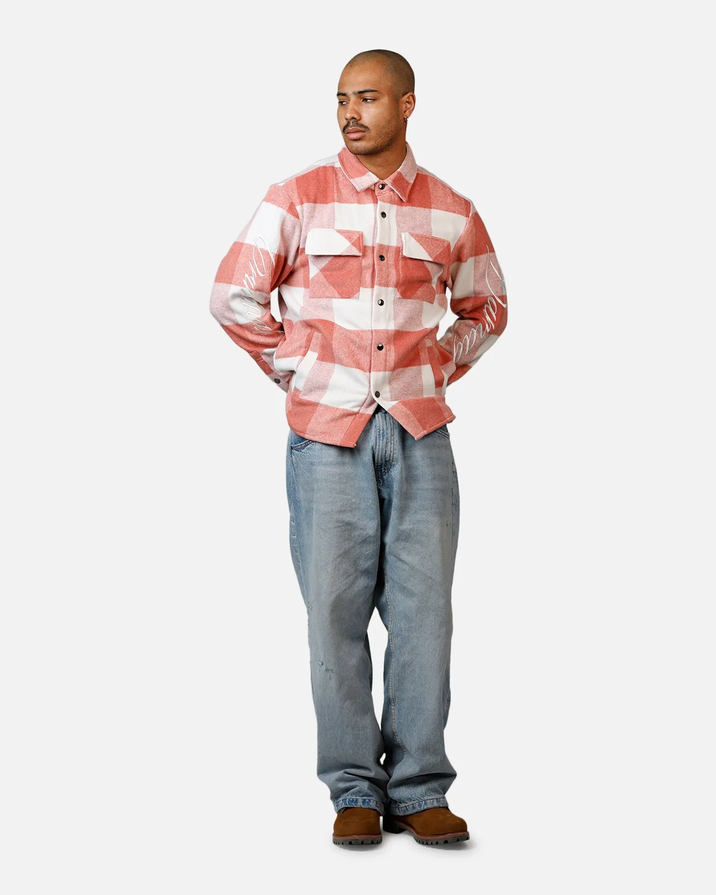 Criminal Damage Embroidered Flannel Shirt Pink sold by Culture Kings product image thumbnail 3