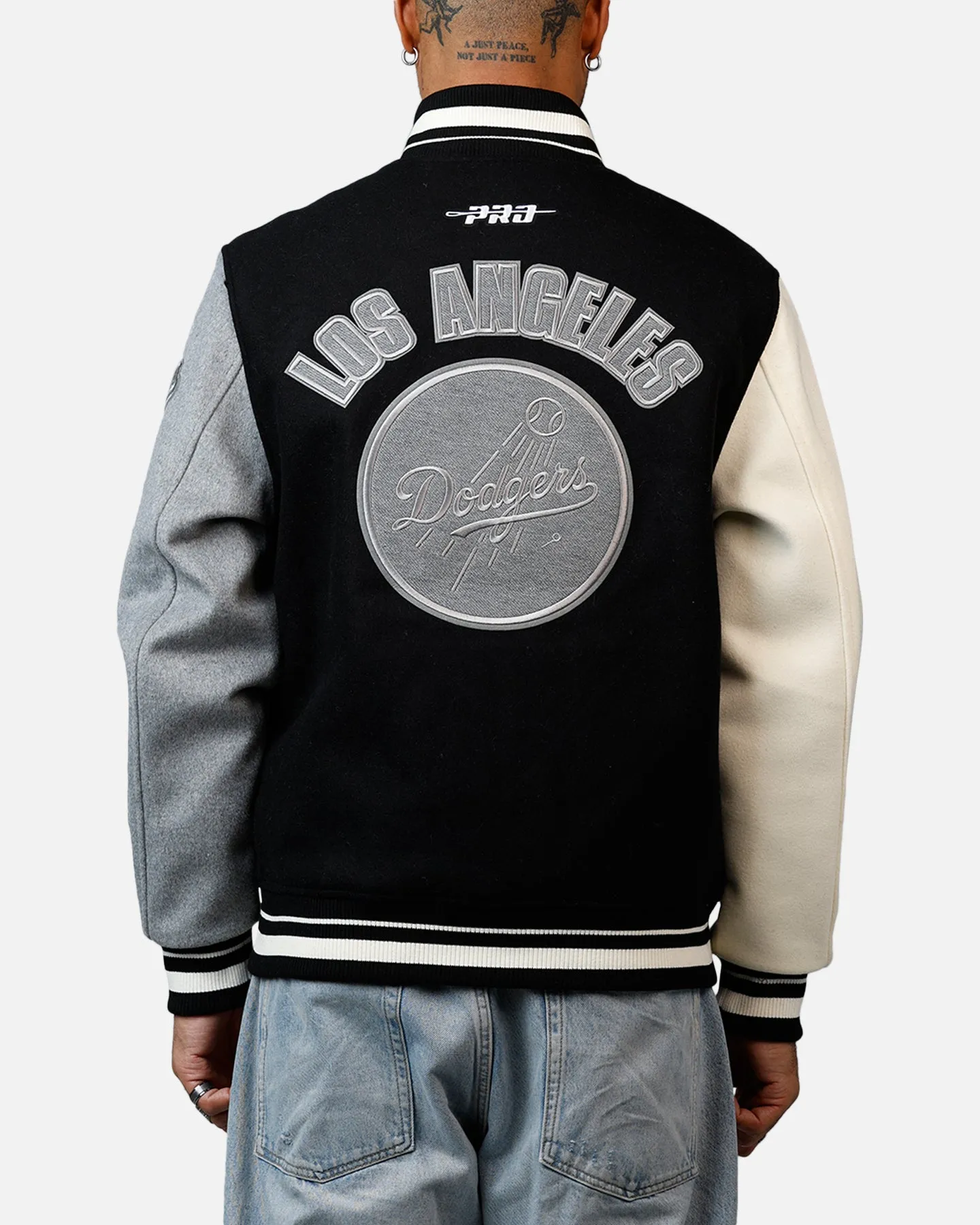 Pro Standard Los Angeles Dodgers Reverse French Terry Wool Varsity Jacket Black/Grey sold by Culture Kings product image thumbnail 2