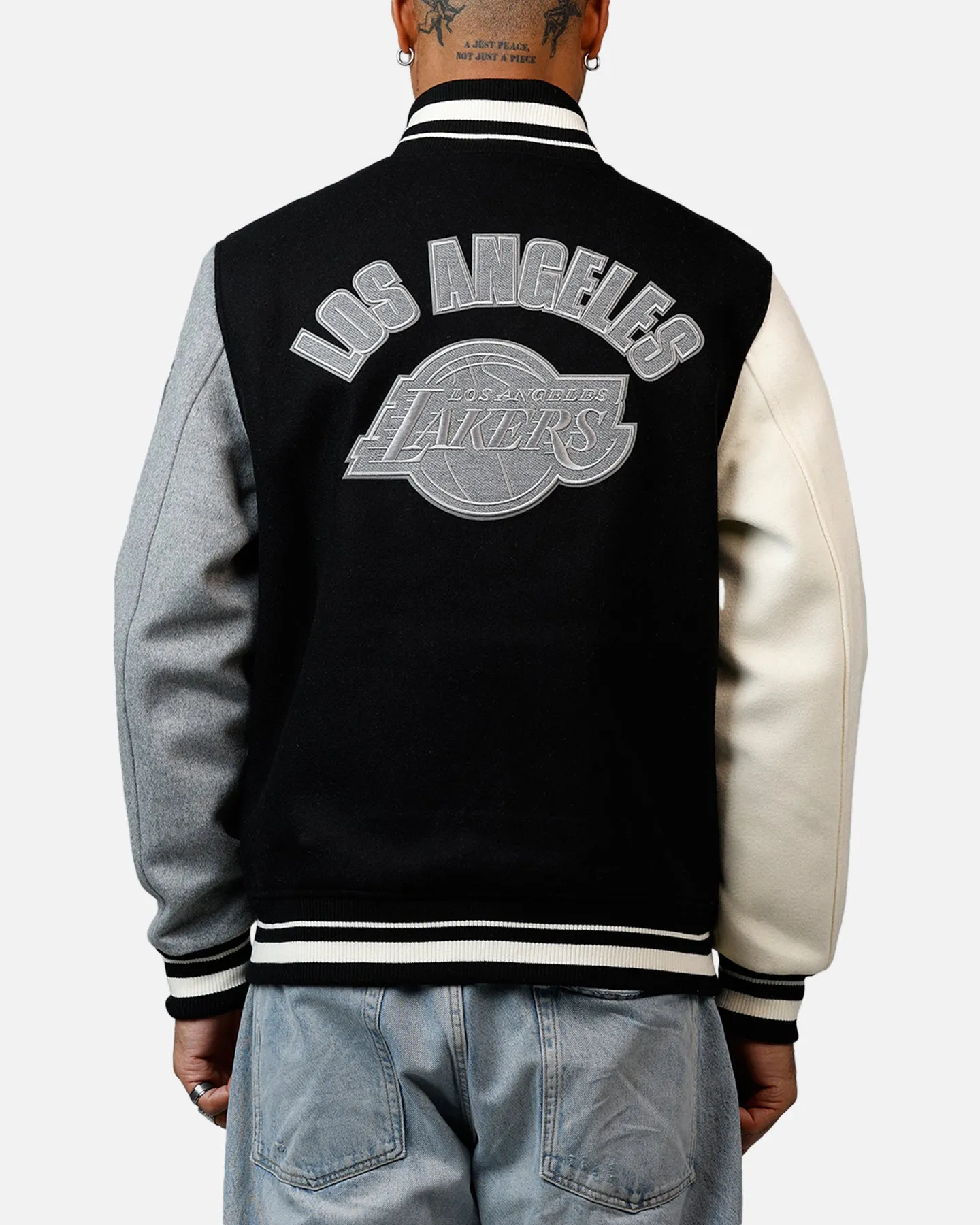 Pro Standard Los Angeles Lakers Reverse French Terry Wool Varsity Jacket Black/Grey sold by Culture Kings product image thumbnail 2