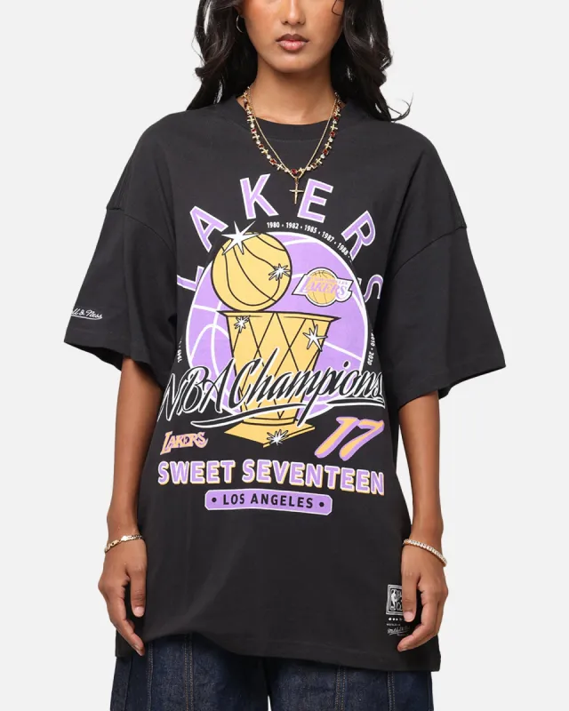 Mitchell & Ness Los Angeles Lakers Champions Report "Champ Pack" T-Shirt Faded Black sold by Culture Kings
