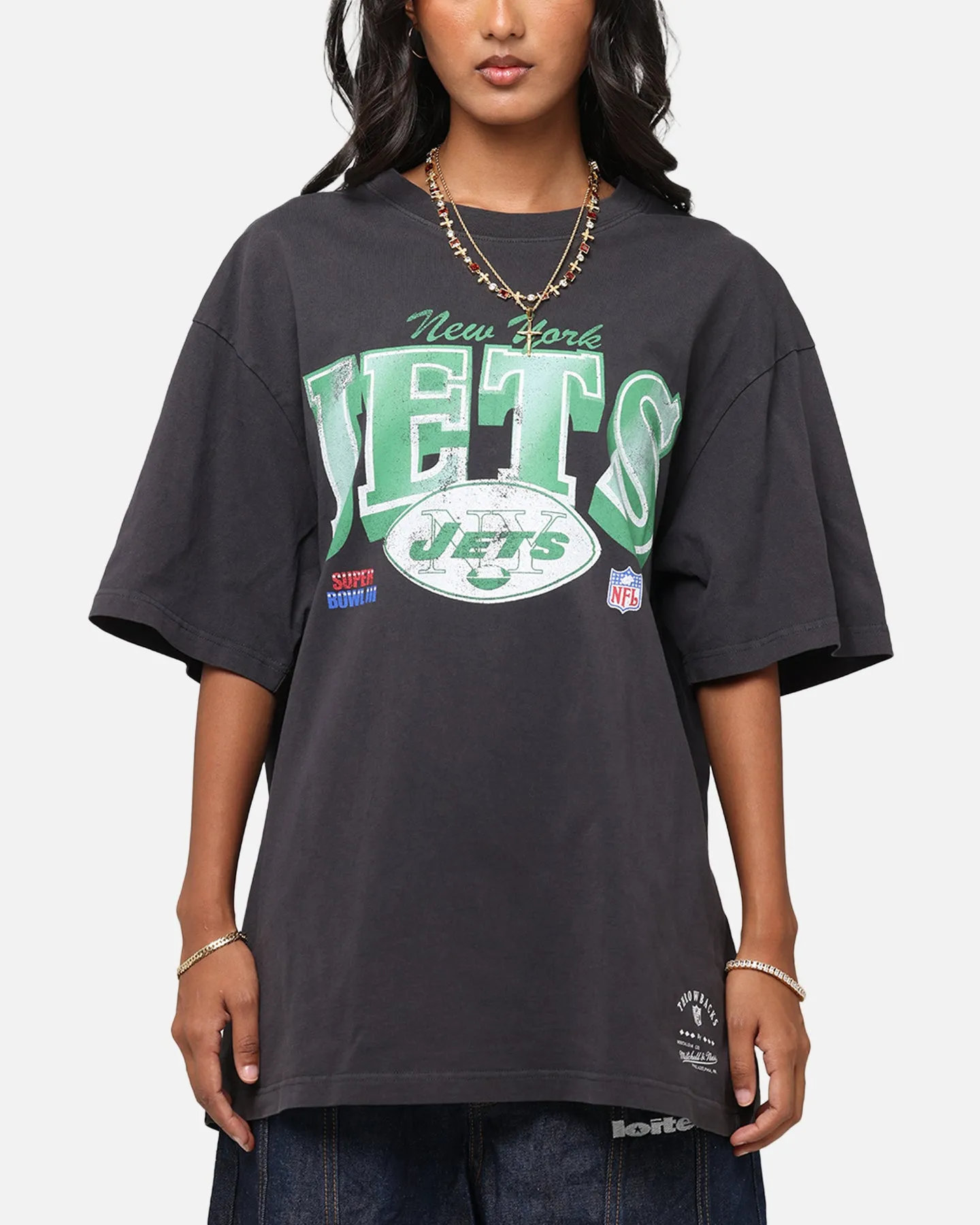 Mitchell & Ness New York Jets Arch T-Shirt Faded Black sold by Culture Kings