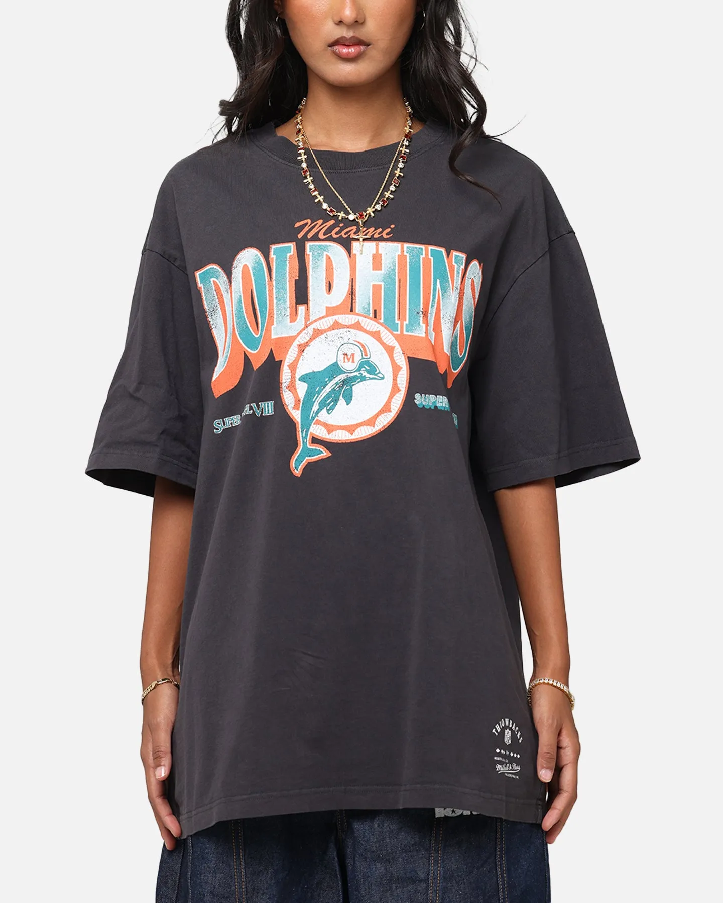 Mitchell & Ness Miami Dolphins Arch T-Shirt Faded Black sold by Culture Kings